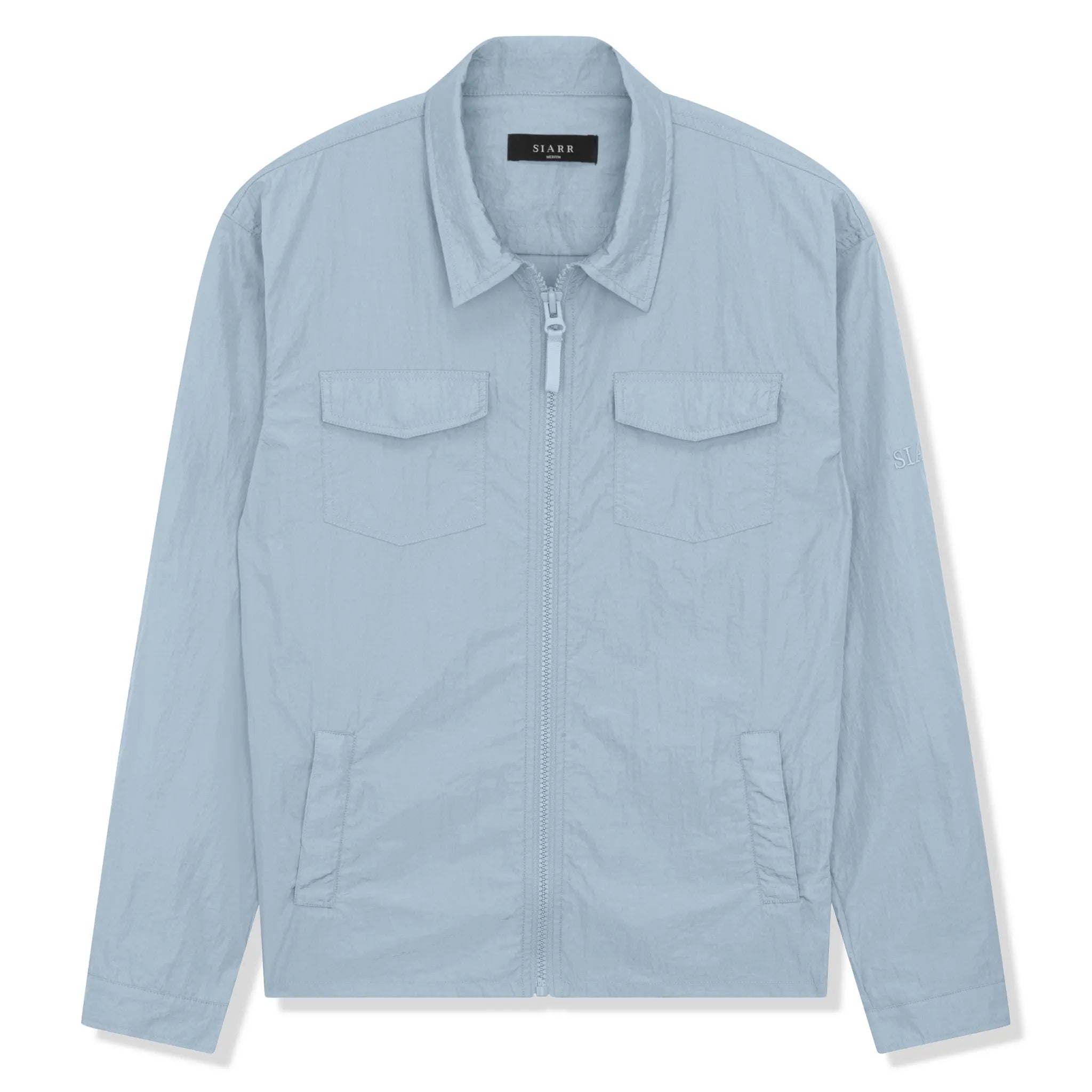 SIARR Crinkle Baby Blue Overshirt - Stylish Lightweight Jacket for Women | Perfect for Casual Outfits, Layering & Spring Fashion