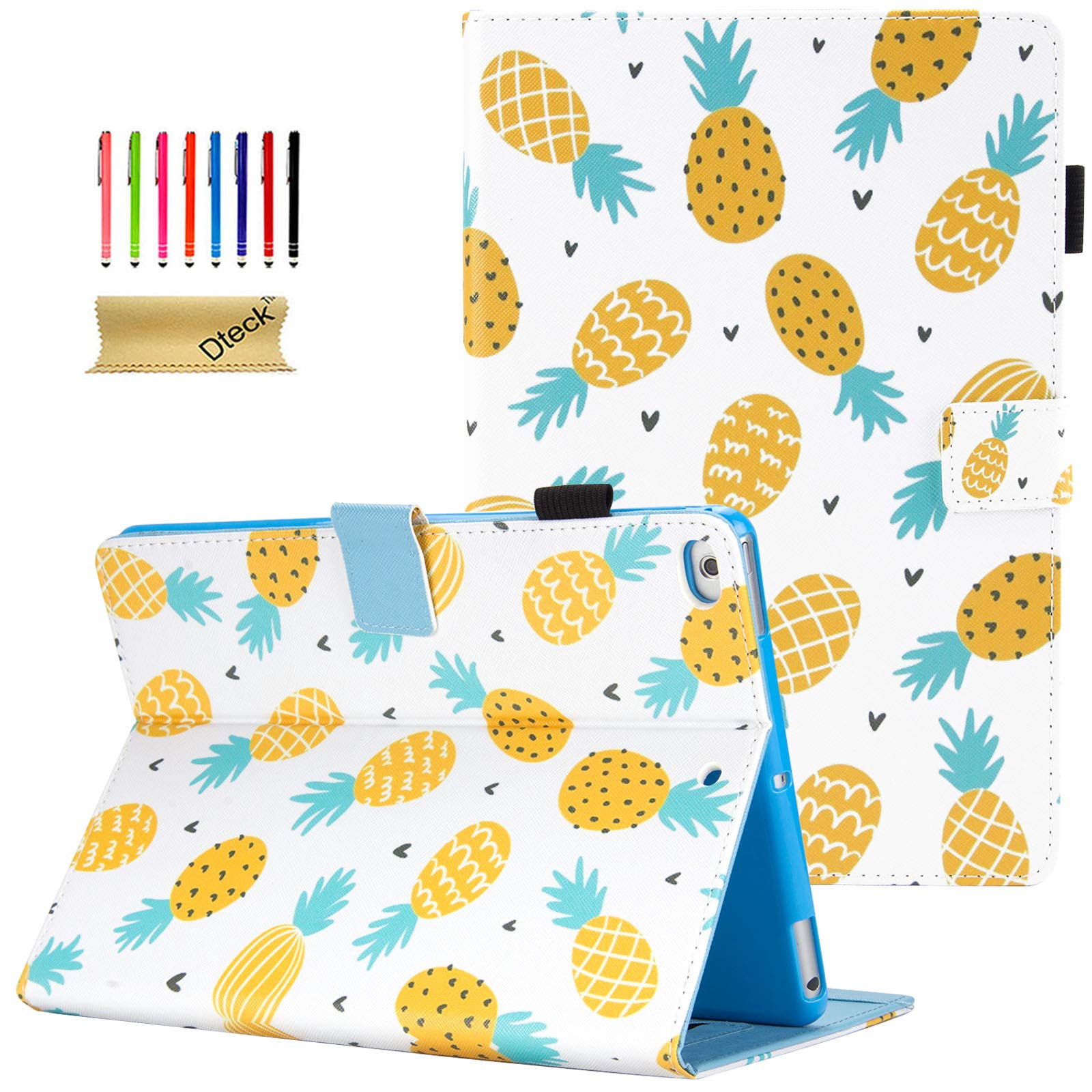 Dteck iPad 9.7 Case (2018/2017) & iPad Air 1/2 Protective Cover - Multi-Angle Stand, Auto Sleep/Wake, Corner Protection | Compatible with iPad 6th/5th Gen & iPad Air 1/2 | Cute Pineapple Design for Home, Office & Travel Use