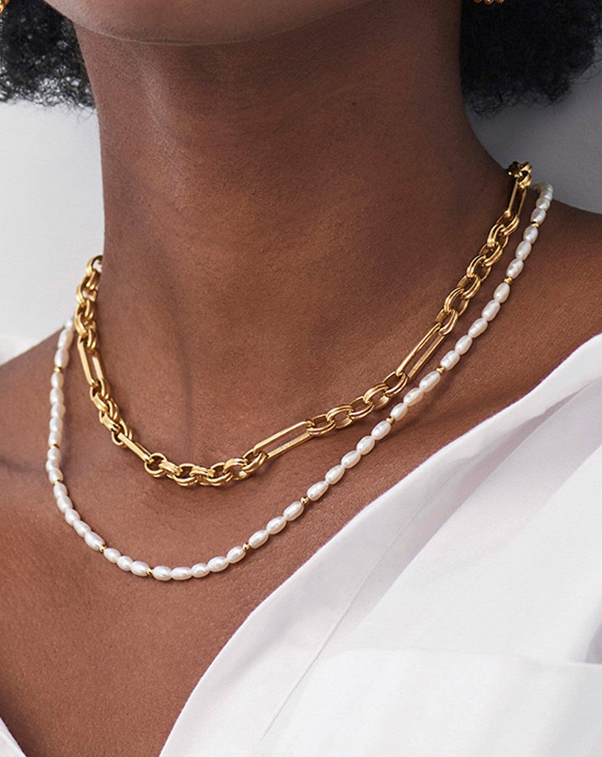 18k Gold Plated Short Seed Pearl Beaded Necklace - Elegant Pearl Jewelry for Women, Perfect for Weddings, Parties & Everyday Wear