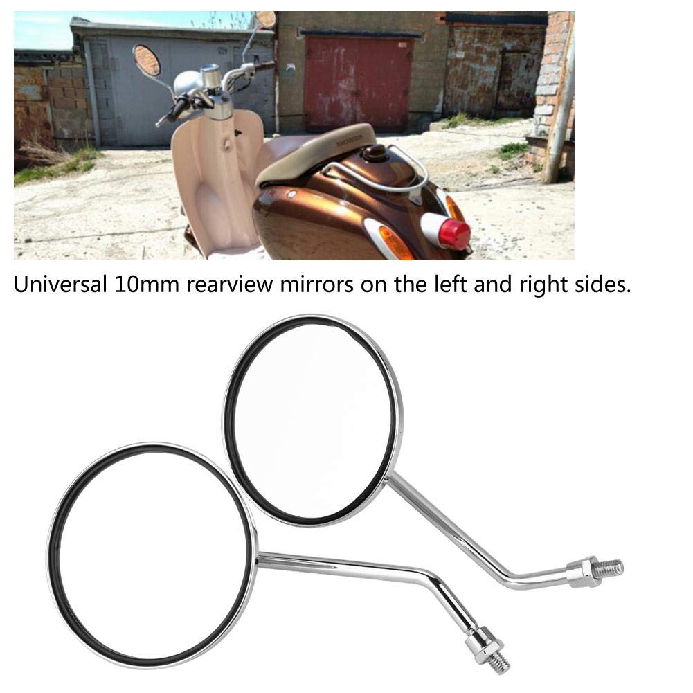 10mm Motorcycle Rear Mirrors - 2pcs Round Silver for Safe Riding