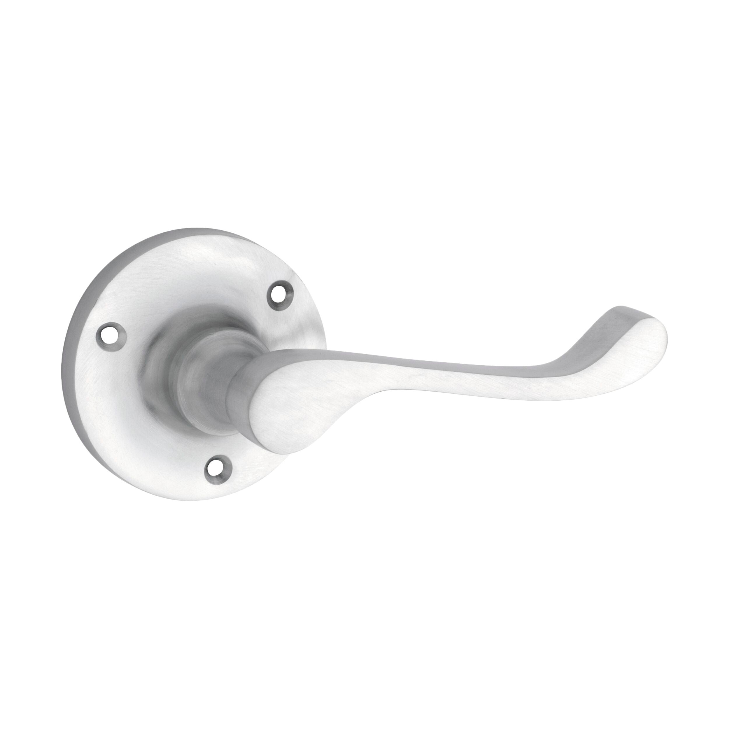 Victorian Style Door Lever Set - Round Rose Design in Satin Chrome Finish (D63xP58mm) - Perfect for Classic Home Interiors, Bedrooms, and Office Doors