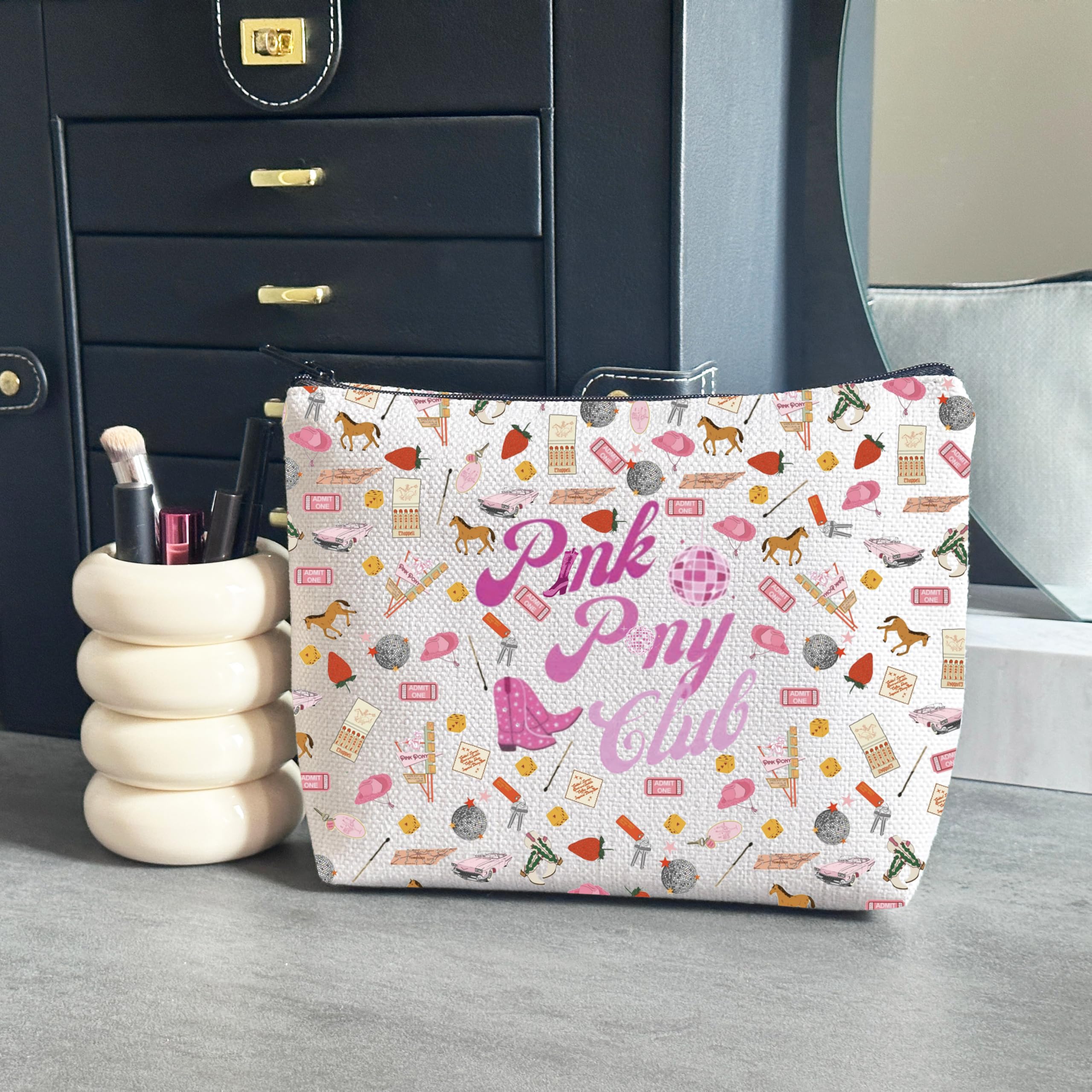 WCGXKO Pink Makeup Bag for Music Lovers - Midwest Princess Gift for Singer Fans, Travel Cosmetic Pouch (Pink) - Perfect for Concerts, Travel & Daily Makeup Organization