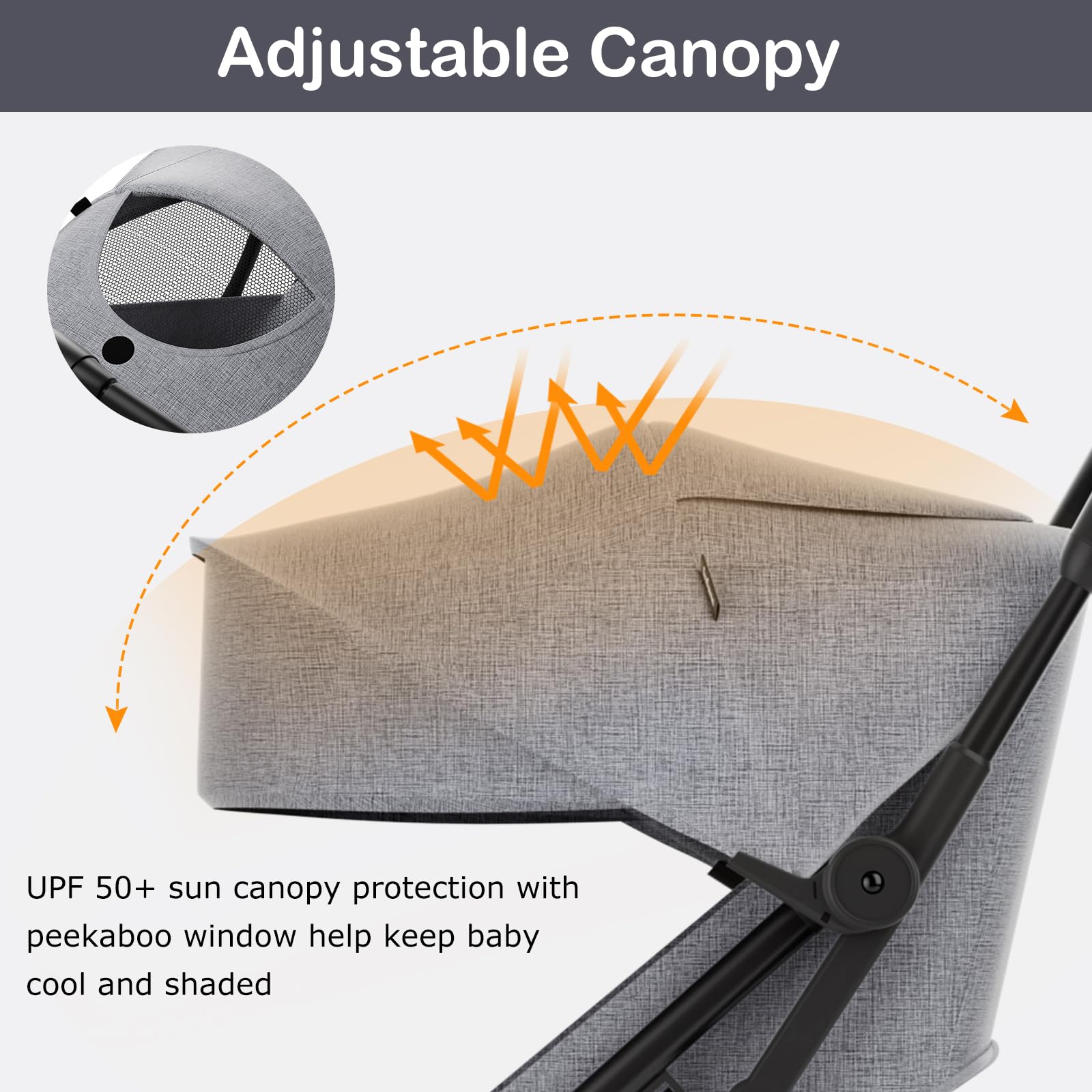 INFANS Lightweight Baby Stroller - Compact Fold Travel Stroller for Airplane, One-Hand Gravity Fold with Near Flat Recline, Foldable Toddler Stroller for Infants 0-36 Months - Perfect for Travel, Shopping & Daily Walks