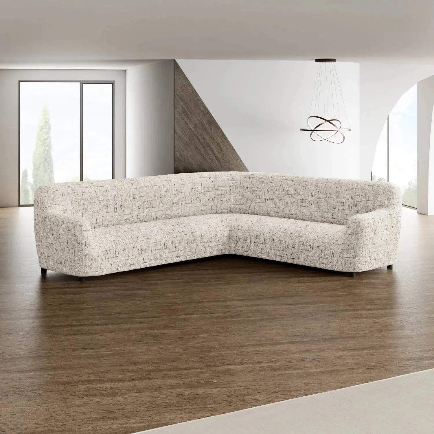 Corner Sofa Slipcover - Microfiber Printed Stretchable Furniture Protector for Living Room, Bedroom | Easy Fit, Washable Sofa Cover for Sectional Couches