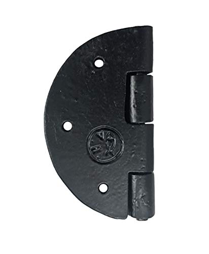 Antique Iron Round Cabinet Hinge - 12 Pack, Black Powder Coated - Heavy Duty Trunk & Furniture Hardware for Vintage Restoration Projects