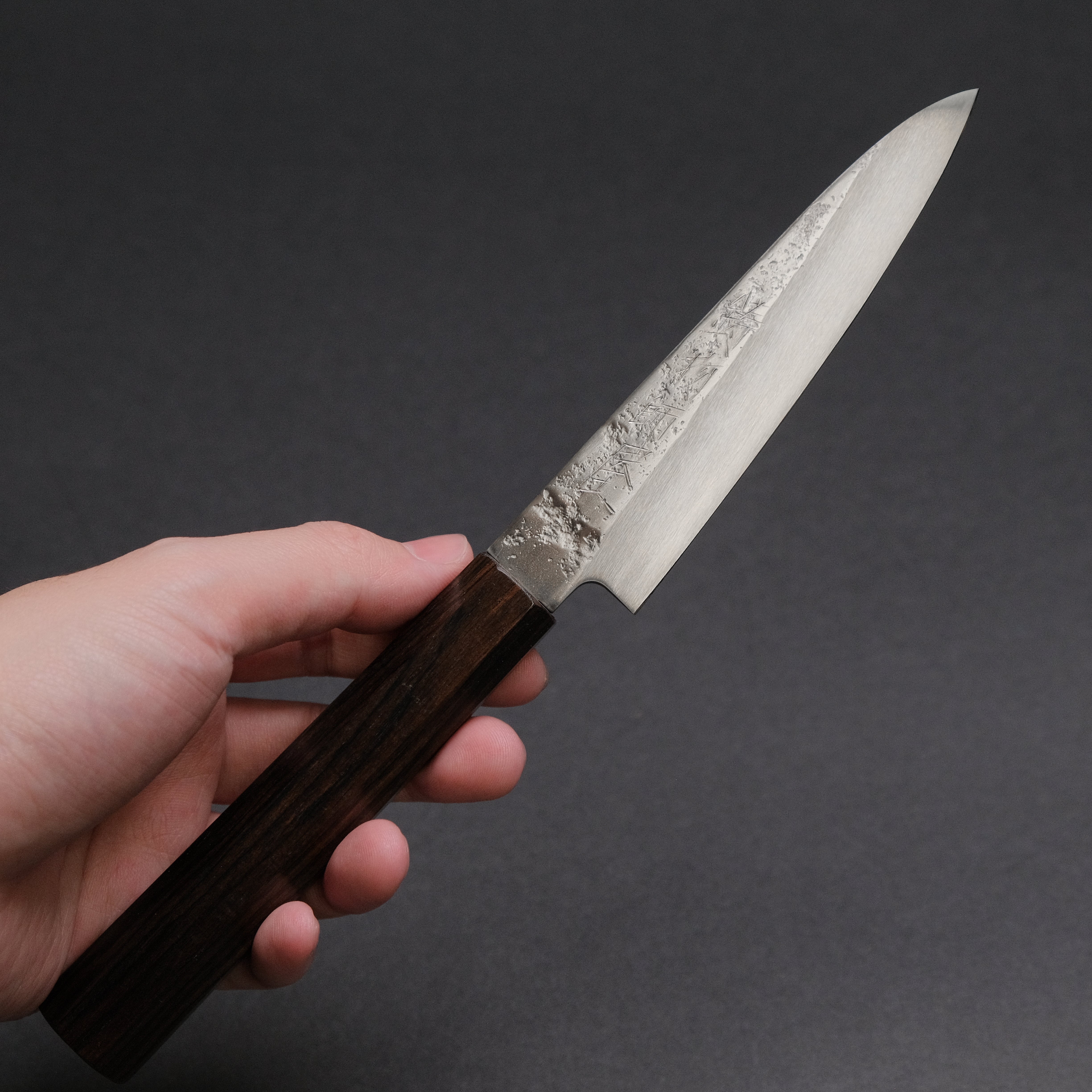 Hitohira Imojiya TH Silver #3 Nashiji Petty Knife 120mm - Japanese Chef Knife with Ebony Wood Handle - Perfect for Precision Slicing, Fruit Cutting & Small Kitchen Tasks