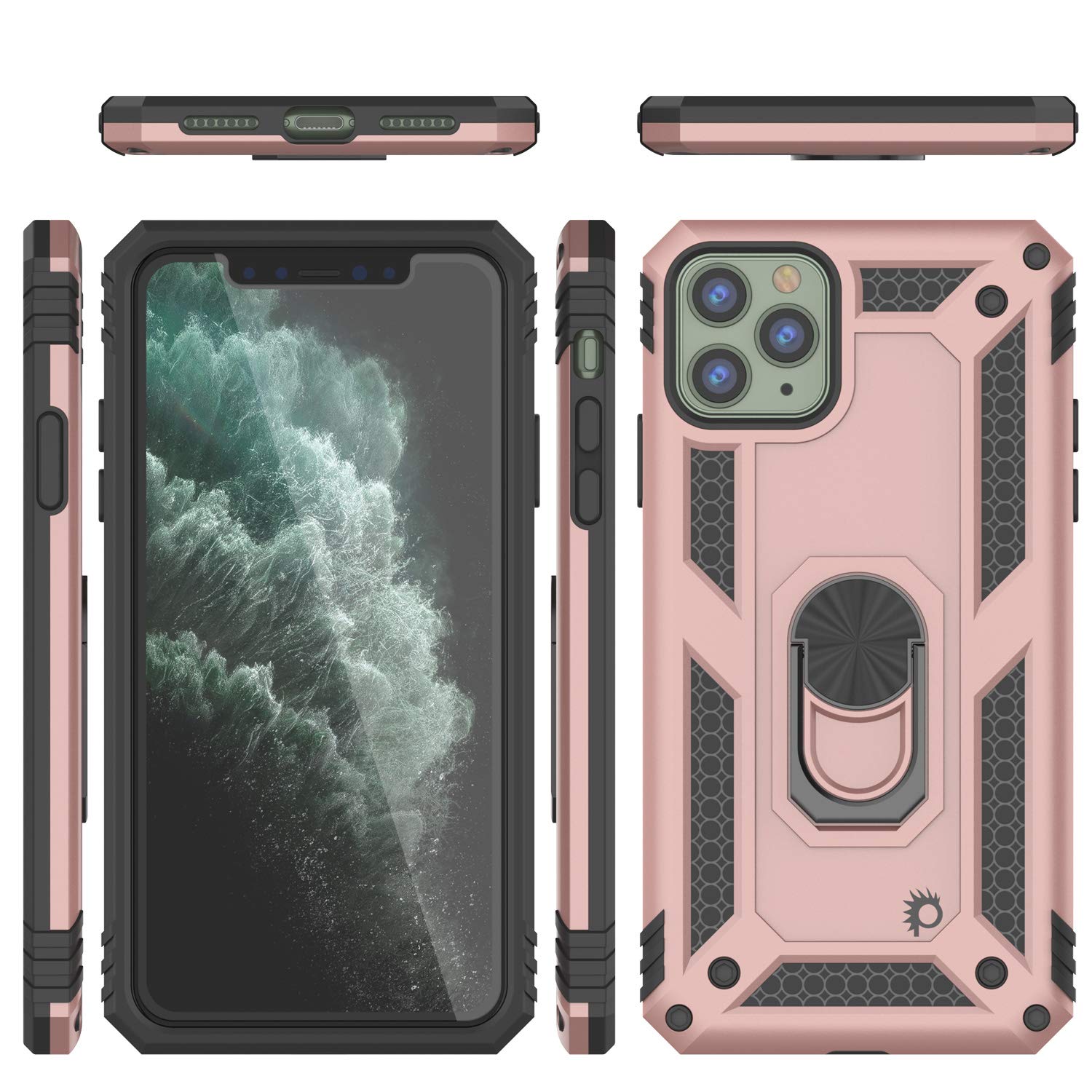 PunkCase for iPhone 11 Pro Max - Military Grade Protective Case with Metal Ring Grip & Kickstand | Dual Layer ArmorShield Series | Full Body Protection for iPhone 11 Pro Max (6.5 Inch) | Rose Gold | Perfect for Outdoor Activities, Travel & Daily Use