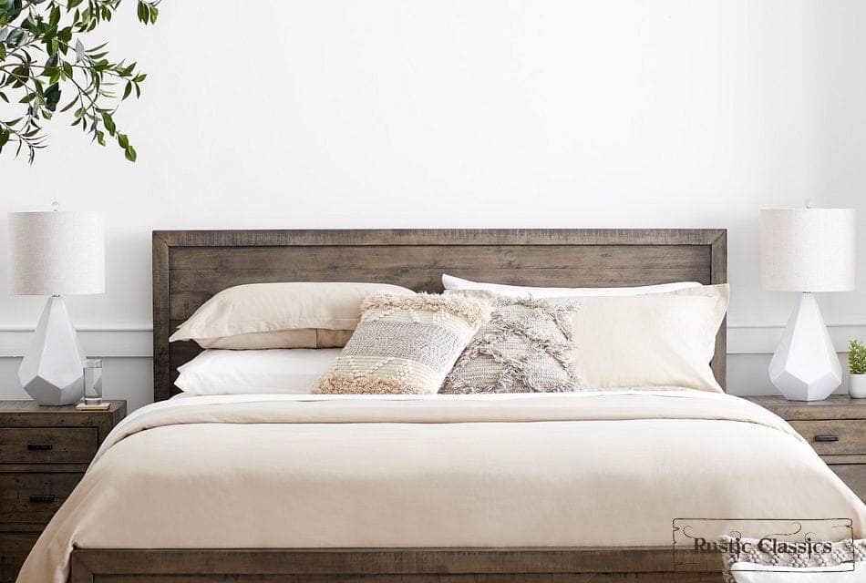 Whistler Grey Reclaimed Wood Platform Bed with 4 Storage Drawers - Queen & King Size - Perfect for Modern Bedroom, Guest Room & Small Space Organization