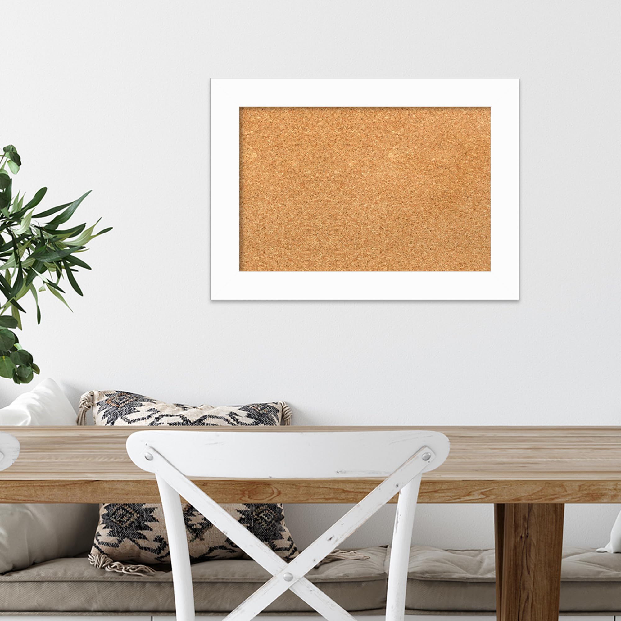 Amanti Art 15x21 Inch Natural Cork Board with White Wood Frame - Vision Board, Office Decor & Home Organization Pinboard | Perfect for Displaying Photos, Notes & Reminders in Home, Office or Dorm