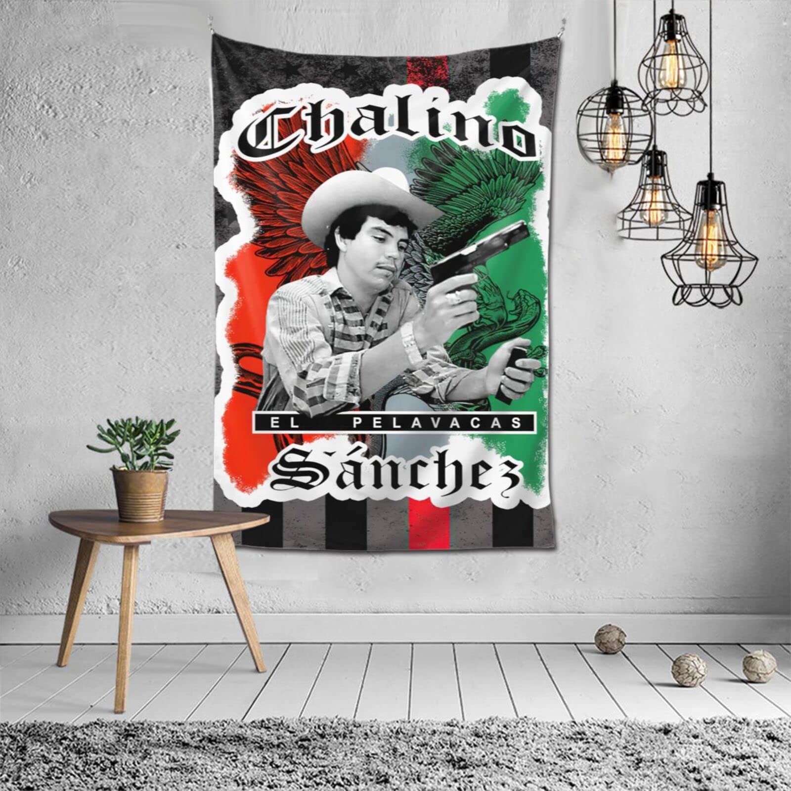 JamesHEvans Chalino Sanchez Singer Tapestry Wall Hanging - 60x40 Inch Black Bohemian Decor for Bedroom, Living Room, Dorm - Hippie Inspired Music Art for Home & Office Wall Decor
