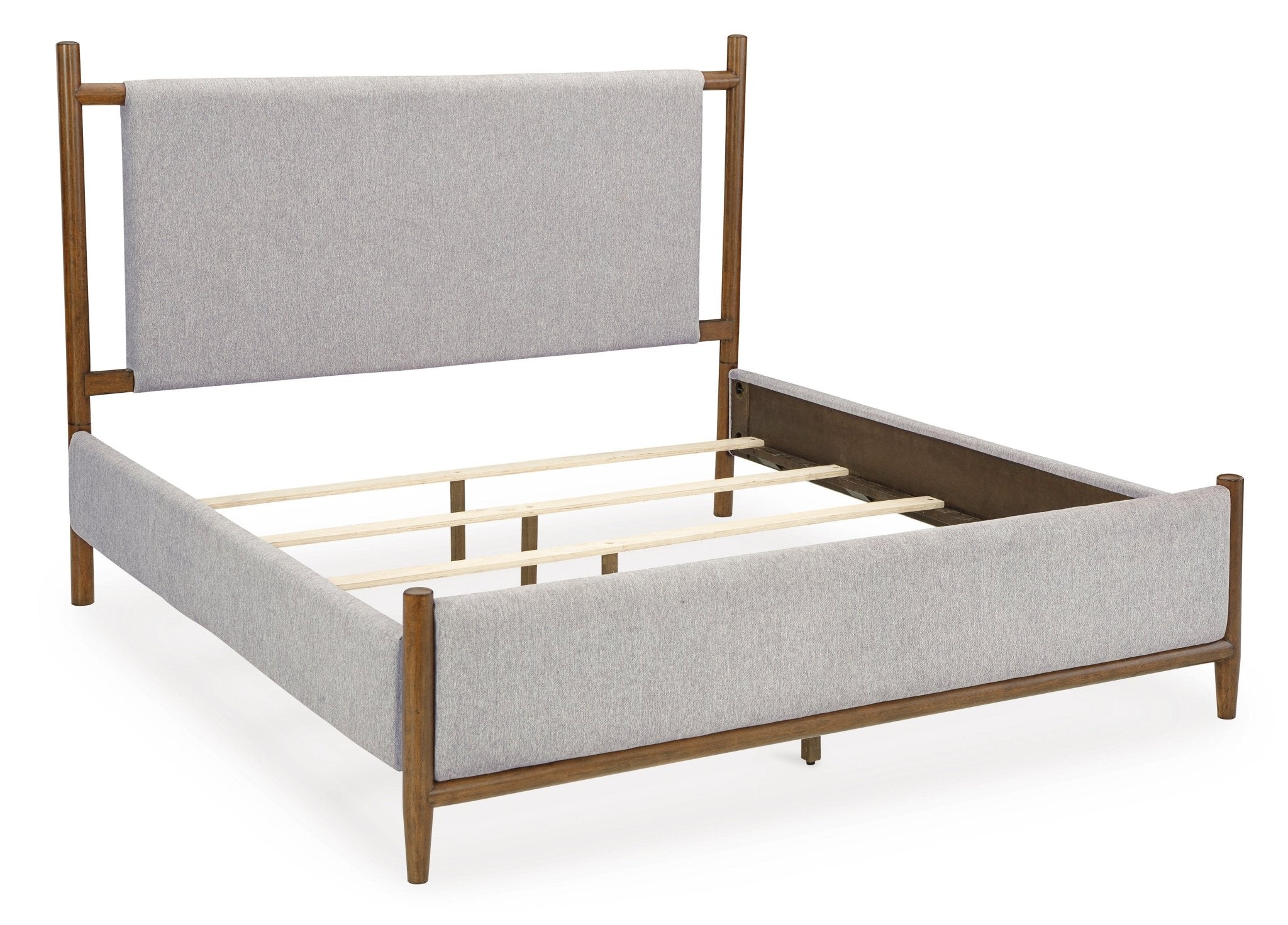 Lynn King Bed Frame - Queen Size Bed with Upholstered Headboard, Sturdy Metal Platform & Noise-Free Support - Perfect for Master Bedroom, Guest Room & Apartment Sleeping
