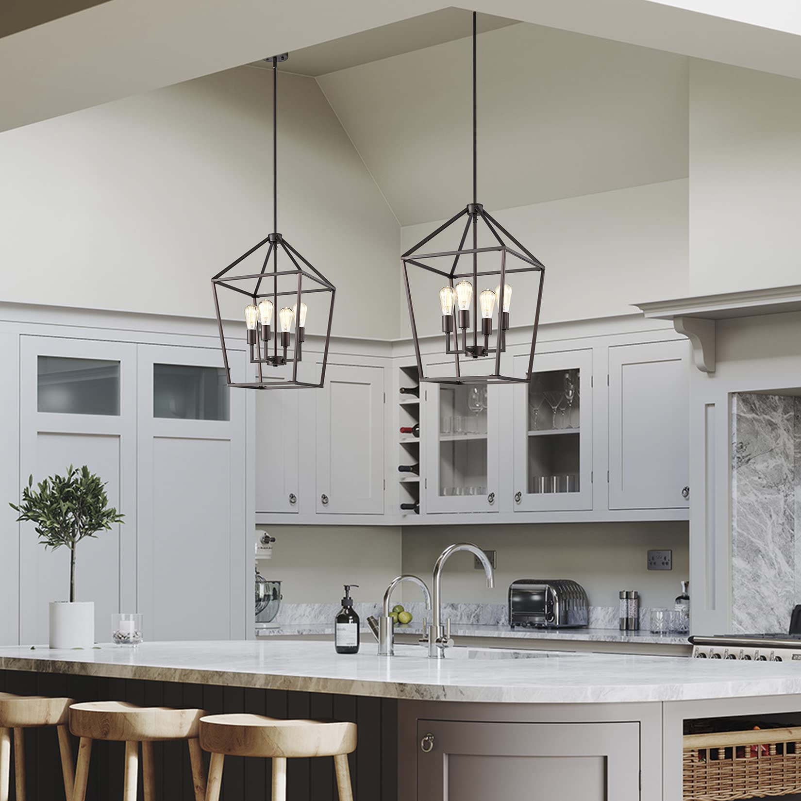 MICSIU 900004 Oil Rubbed Bronze Pendant Light Fixture - E26 Base Hanging Chandelier for Kitchen Island, Dining Room & Living Room - Perfect for Table Lighting, Home Decor & Modern Interior Design