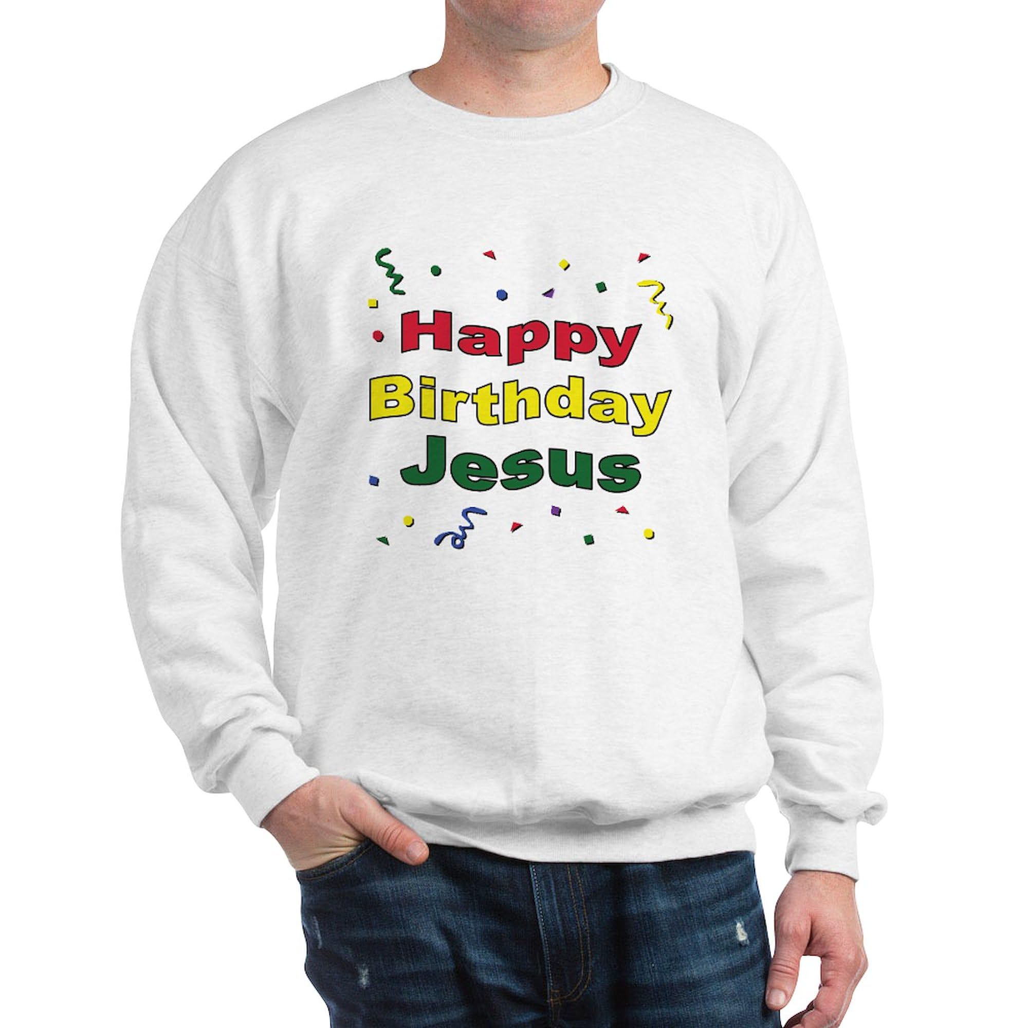 Happy Birthday Jesus Sweatshirt - Classic Crew Neck Lightweight Pullover for Christmas Celebrations | Holiday Church Outfit, Christian Gift, Winter Casual Wear