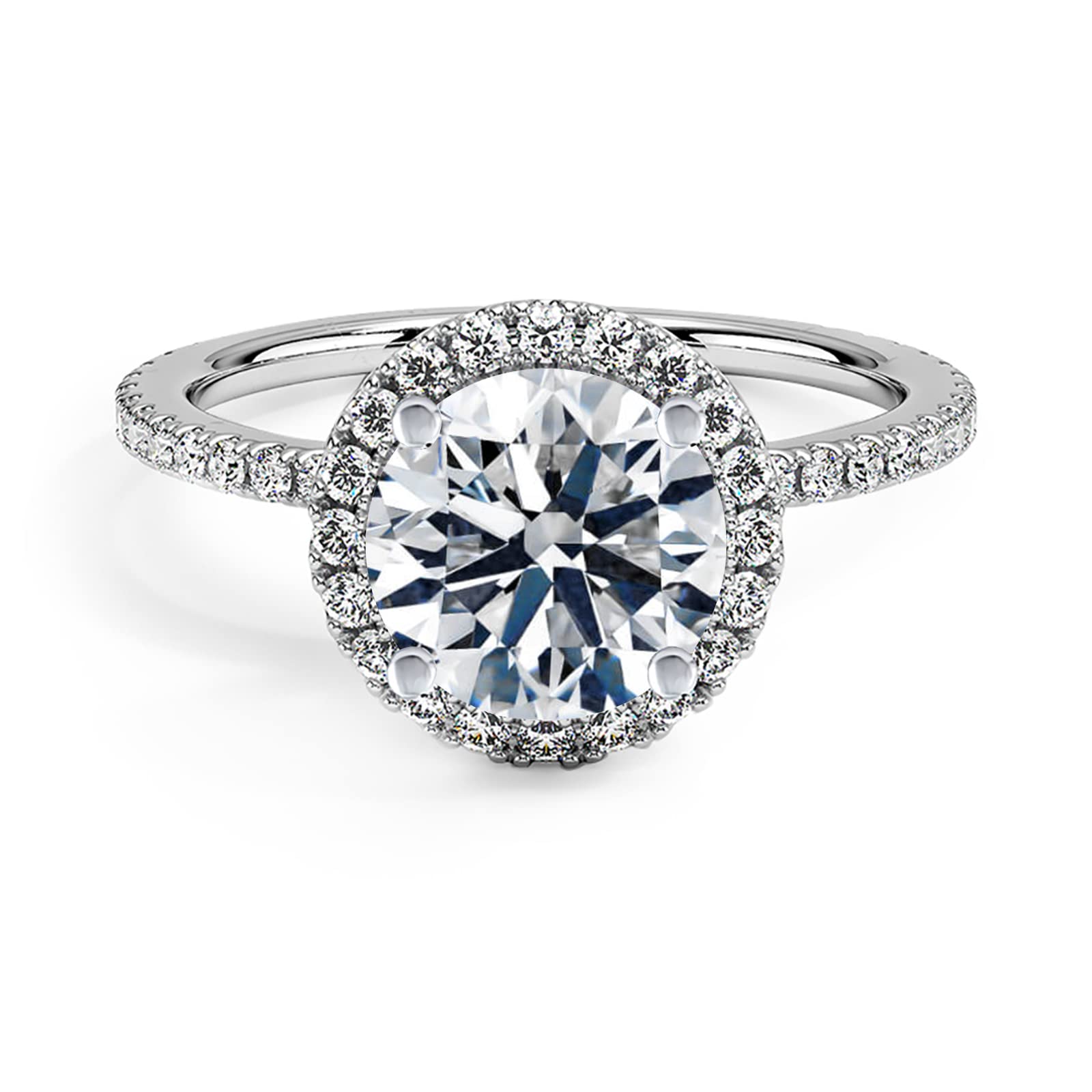 2 CT TW Round Cut Moissanite Engagement Ring for Women - 10k/14k/18k White Gold - Free Engraving - Perfect for Proposals, Anniversaries & Special Occasions