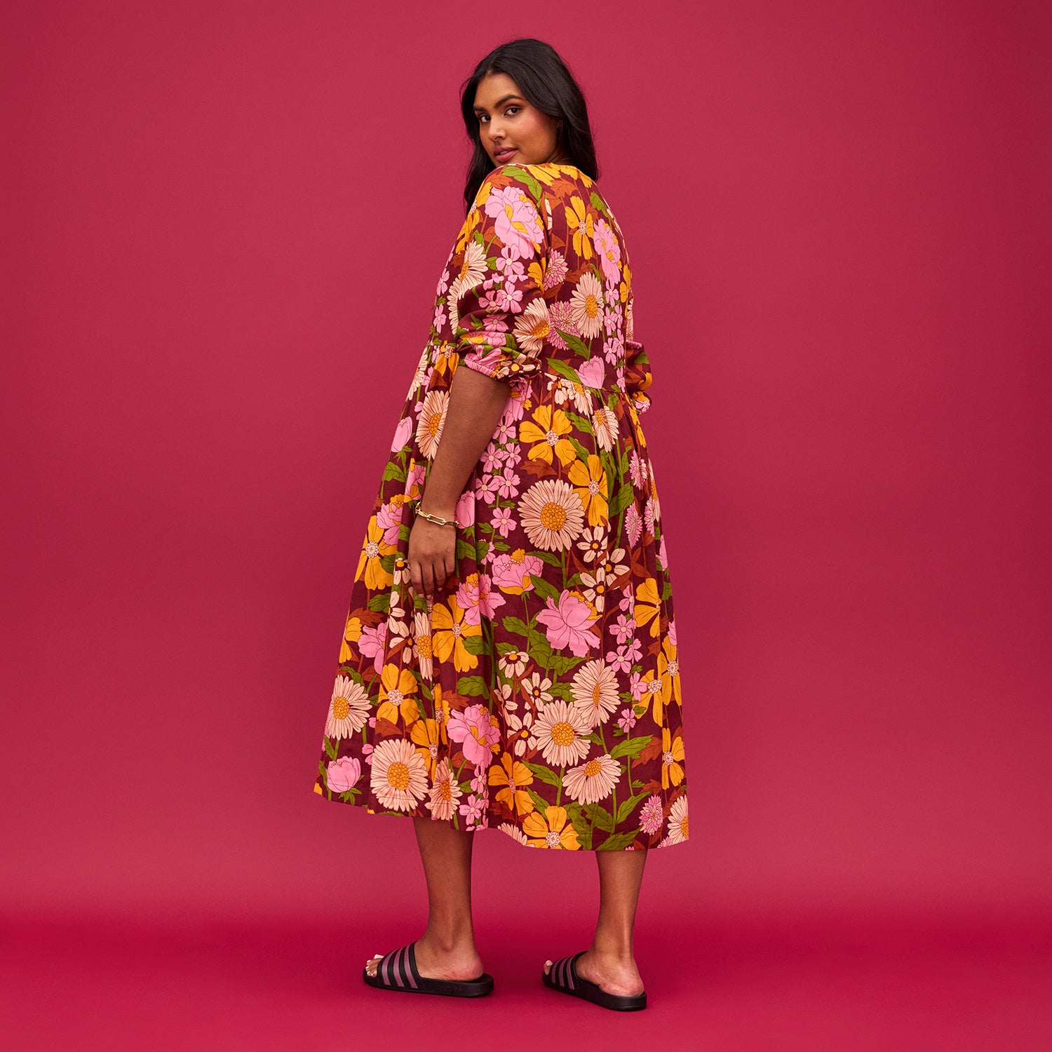 Elegant Benita 3/4 Sleeve Maxi Dress for Women - Flowy Long Boho Dress with Side Pockets - Perfect for Summer, Beach, Vacations & Casual Outings