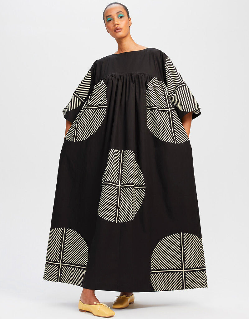 Stylish Black & White Poly Rayon Cotton Kaftan Dress for Women - Perfect for Beach, Vacation and Summer Outfits