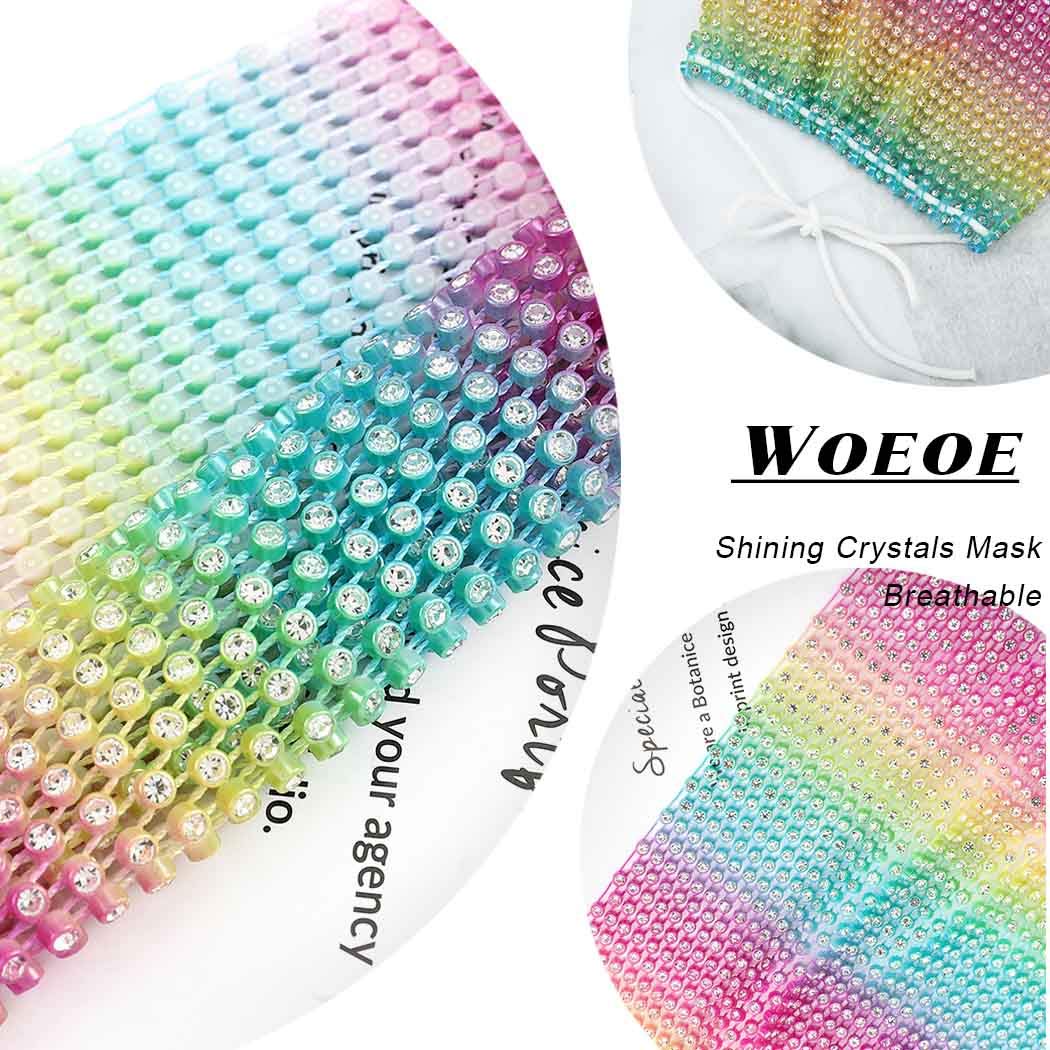 Sparkling Rhinestone Mesh Face Mask - Breathable Crystal Party Mask with Purple & Rainbow Stones for Women & Girls | Reusable Glam Mask for Nightclub, Rave, Costume & Special Events