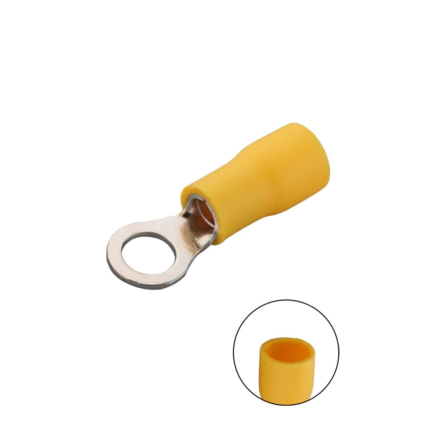 Fielect 500Pcs AWG12-10 M5 Insulated Ring Terminals Connectors - Yellow Electrical Wire Crimp Connectors for Automotive, Marine, and DIY Electrical Projects
