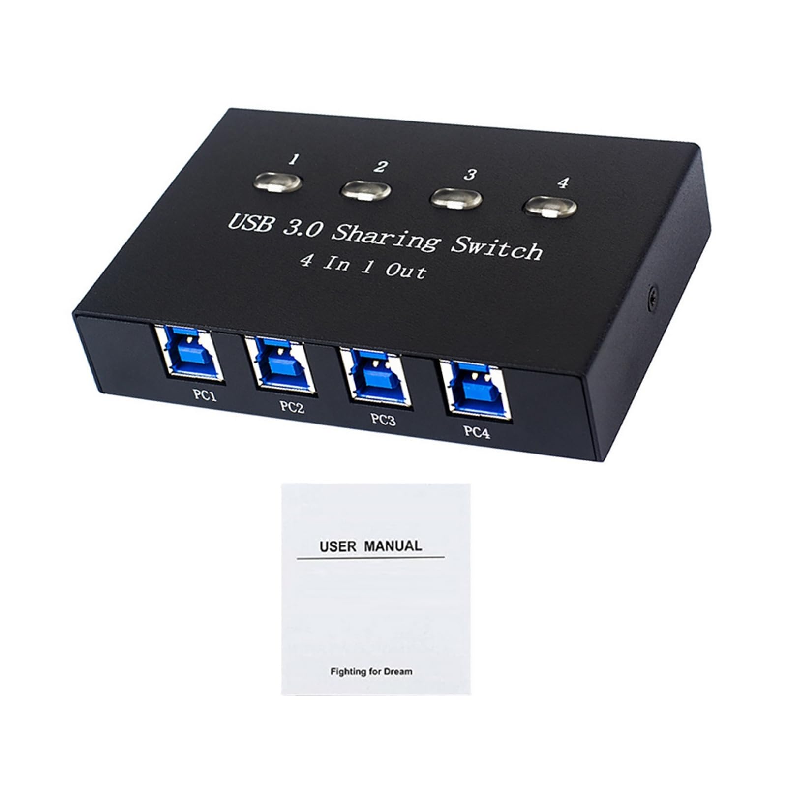 ZEZEFUFU USB 3.0 KVM Switch 4 Port 4-in-1 Out HDMI Hub - Share Keyboard, Mouse, Printer Between 4 Computers | Perfect for Home Office, Gaming Setup & Multi-PC Workstations