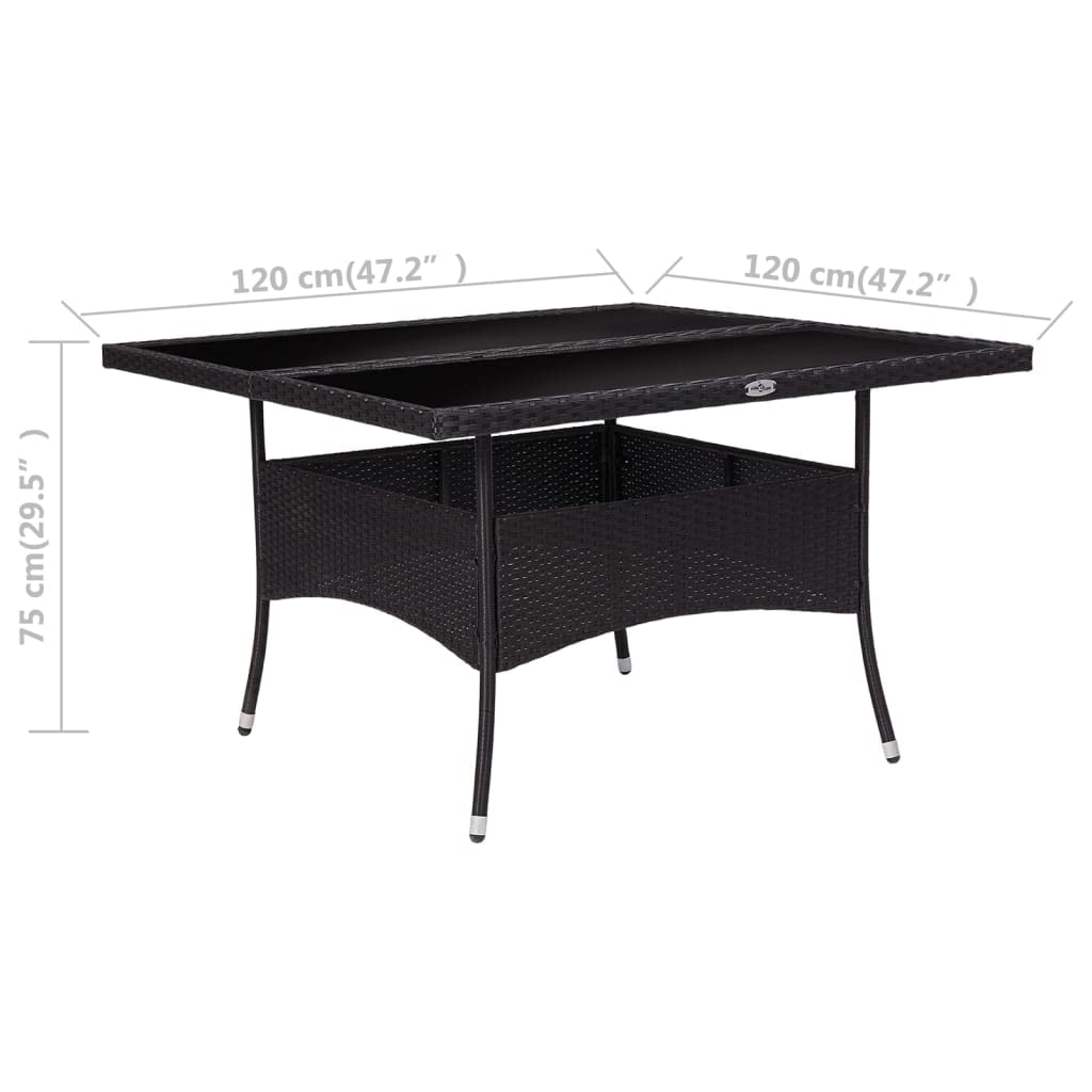 vidaXL Black PE Rattan Patio Dining Table with Storage - Outdoor Garden Furniture for Front Porch, Deck, Lawn & Backyard | Perfect for Dining, Entertaining & Relaxing