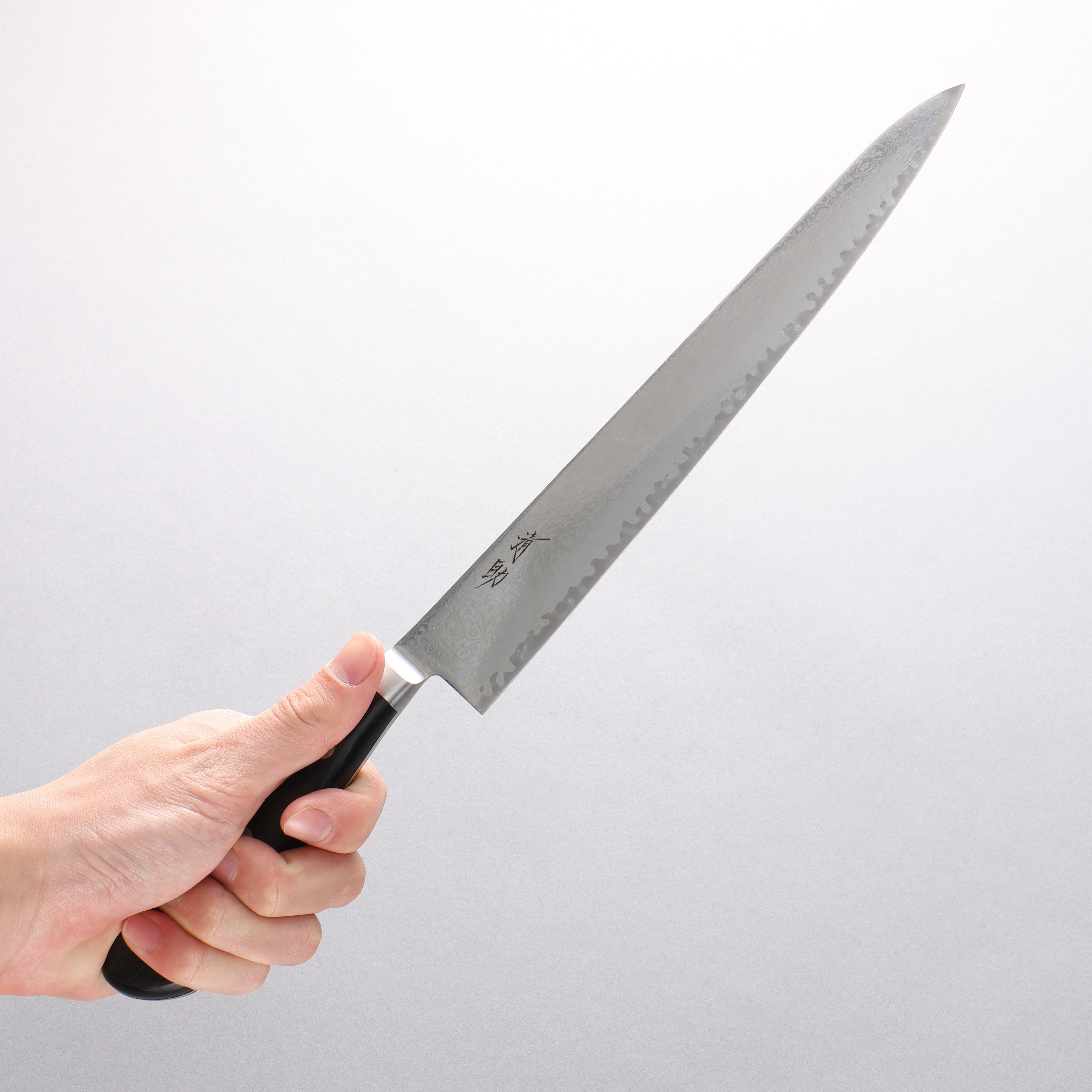 Premium Seisuke Kagami2 AUS10 Damascus Sujihiki Knife 240mm - Mirror Finish, Black Pakkawood Handle - Perfect for Sushi, Sashimi & Japanese Cuisine Preparation