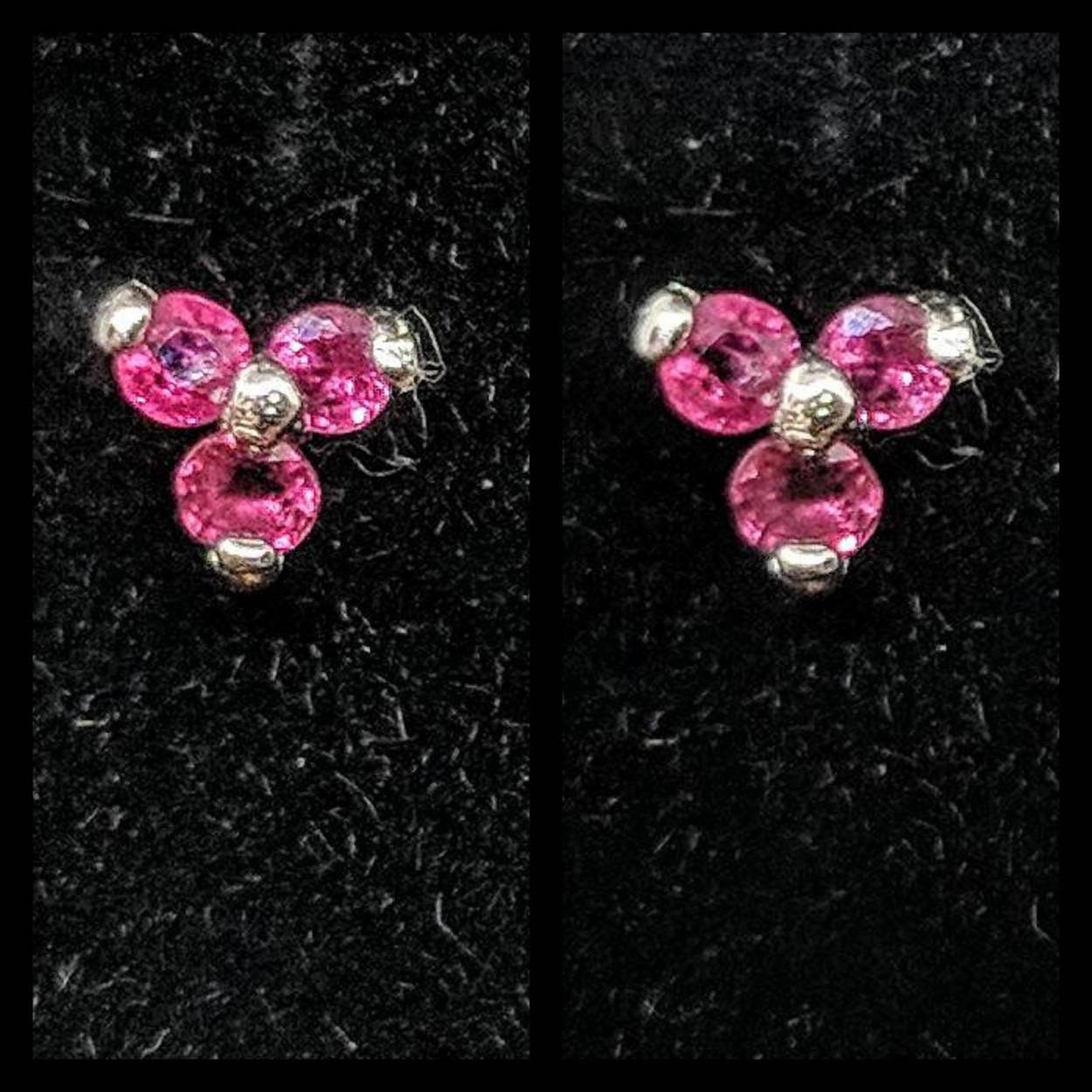 Genuine 2mm & 5mm Round Triple Ruby Stud Earrings in Sterling Silver or 14K Gold | TriStone Trinity Cluster Fine Jewelry | Perfect for Weddings, Anniversaries & Special Occasions