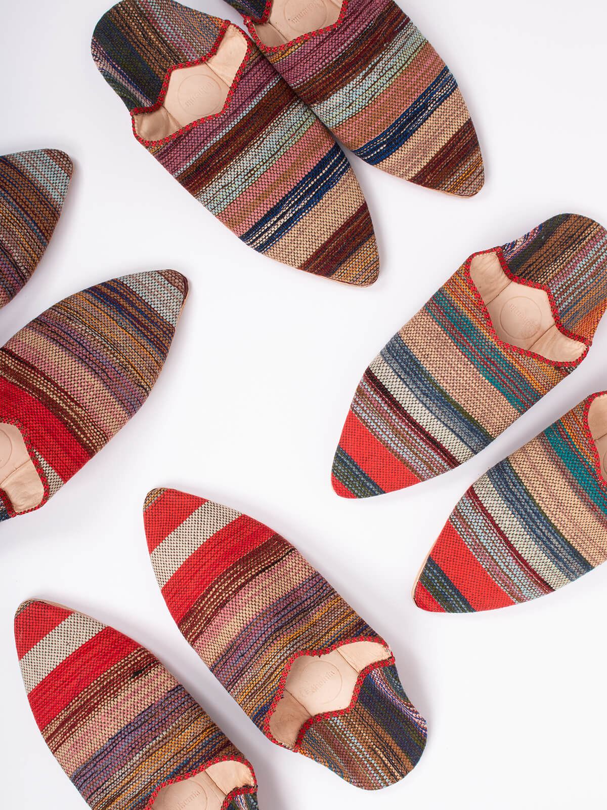 Authentic Moroccan Boujad Pointed Babouche Slippers - Handmade Leather Shoes with Traditional Atlas Stripe Design for Men & Women | Perfect for Home, Lounge & Cultural Events
