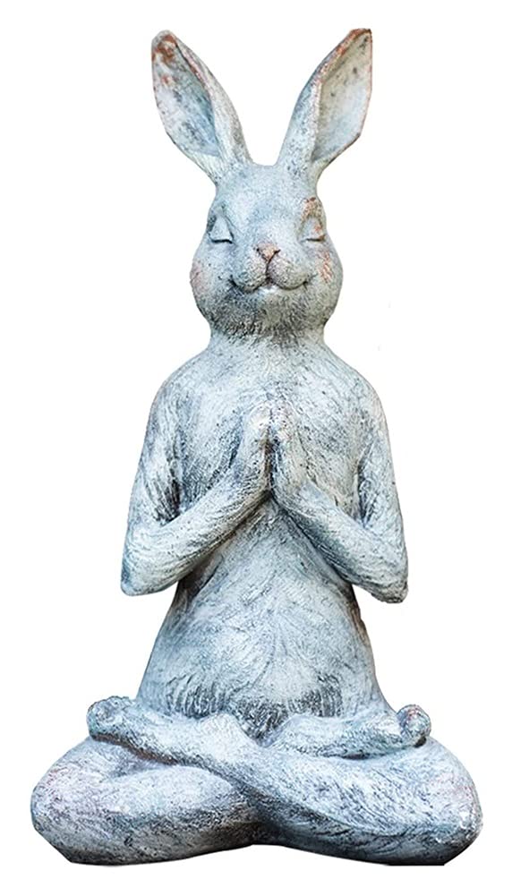 Handiya Resin Prayer Yoga Rabbit Statue - Indoor/Outdoor Garden Decor, Lawn Ornament, Zen Figurine for Meditation Spaces, Yoga Studios & Home Décor Gifts