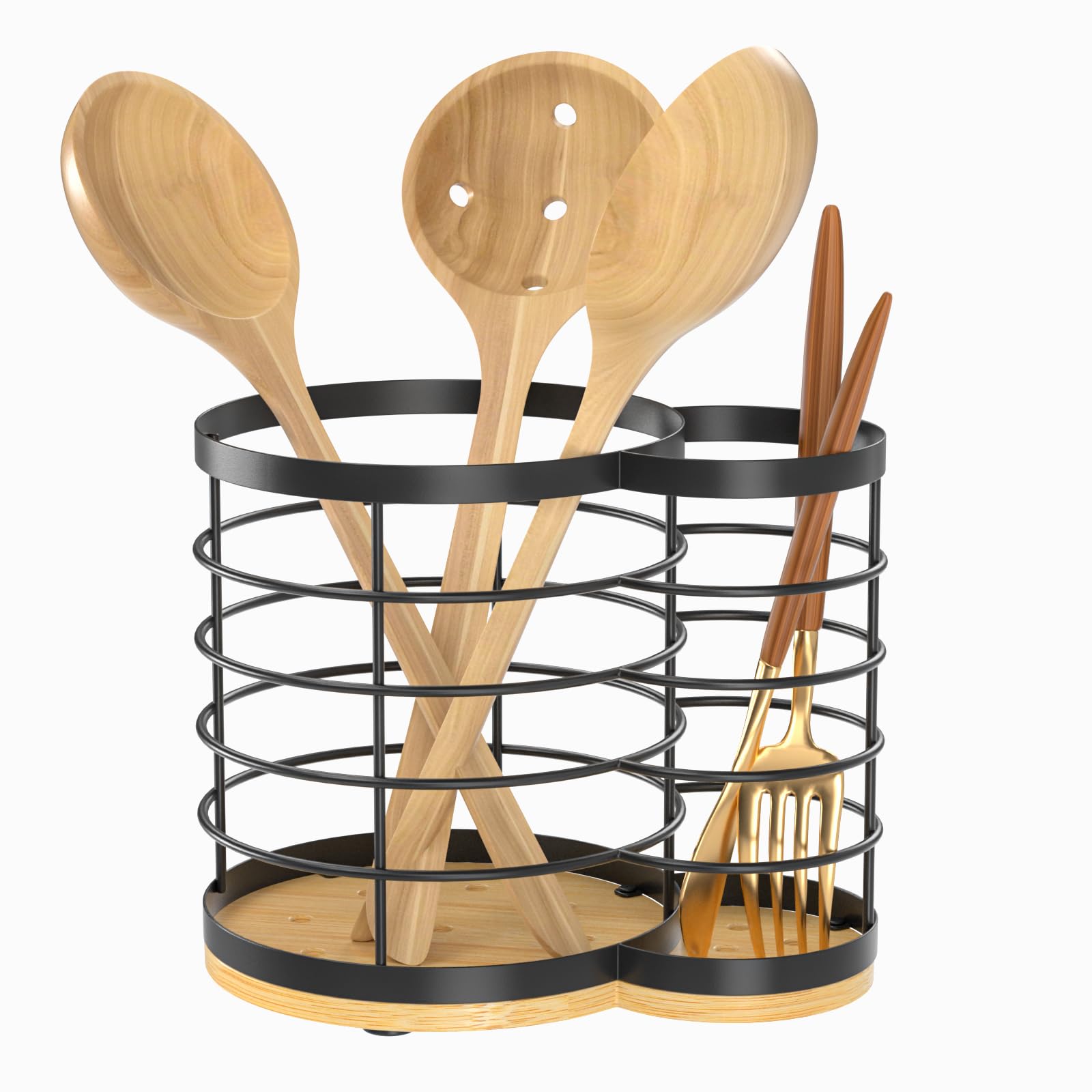 VITABONA 2-in-1 Extra Large Bamboo Kitchen Utensil Holder & Organizer - 7.2