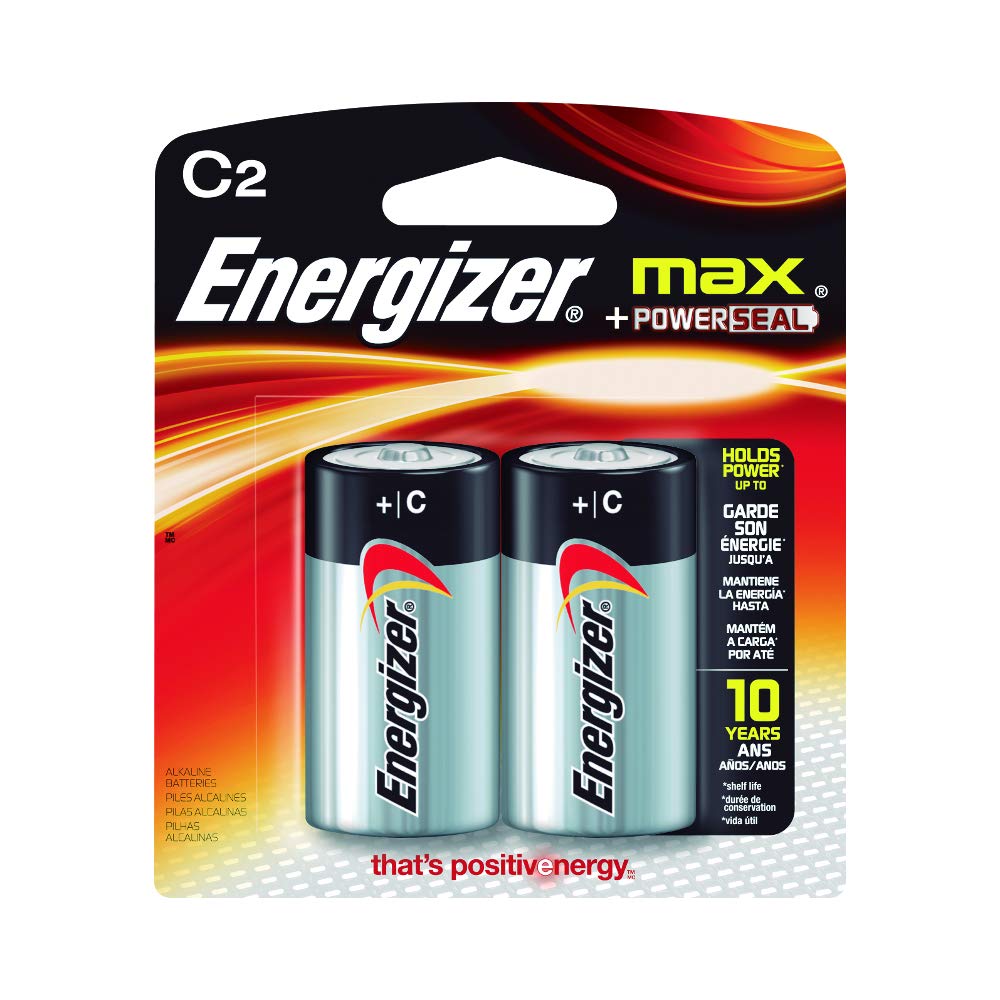 Energizer Max C Batteries - Premium Alkaline C Cell Batteries (2-Pack) for Flashlights, Toys, and Electronic Devices - Long-Lasting Power Supply
