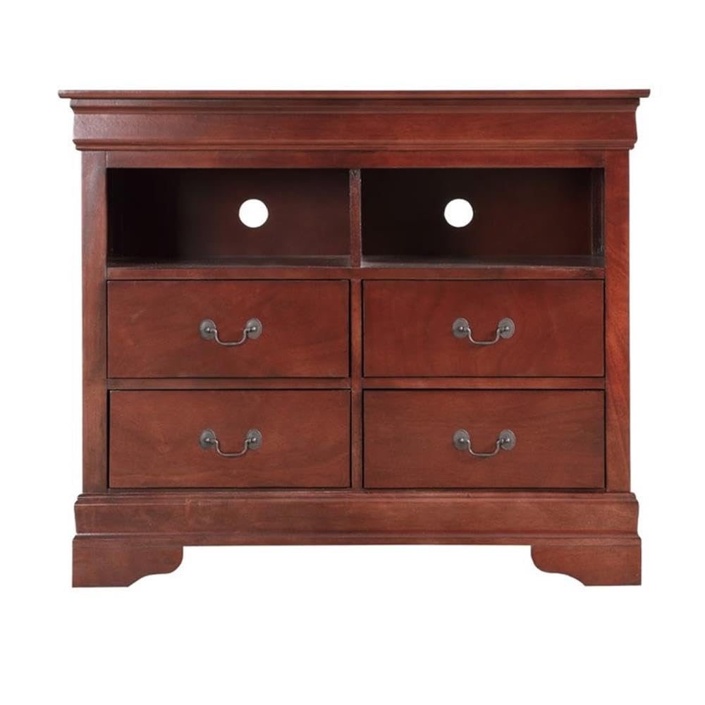 Glory Furniture Louis Phillipe TV Stand - Cherry Wood Entertainment Center for Living Room, Bedroom & Home Theater