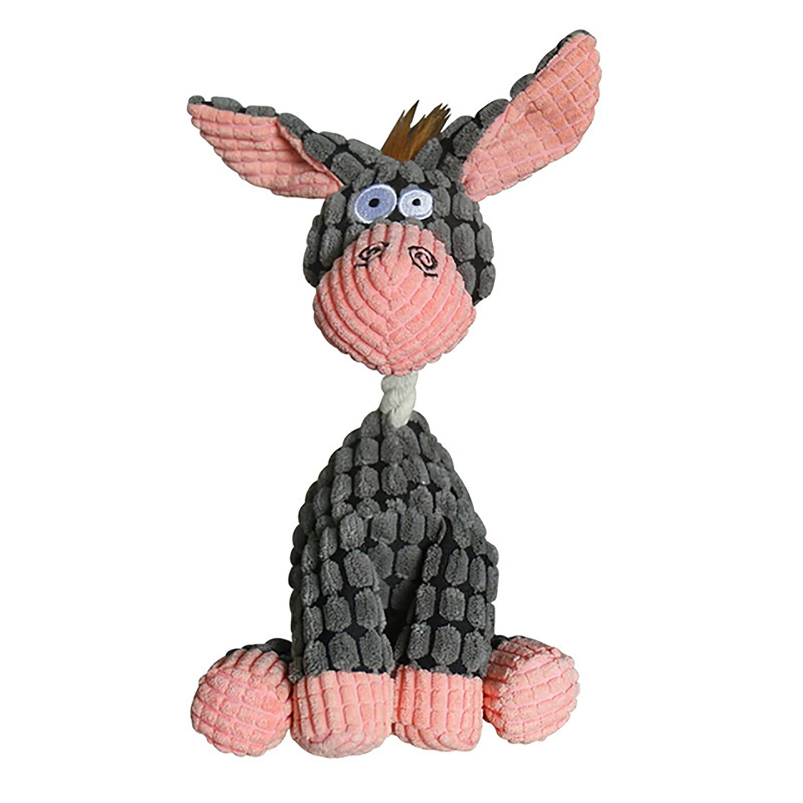 SXBCyan Fun Pet Toy - Durable Donkey Shaped Corduroy Chew Toy for Dogs & Puppies with Squeaker, Plush Bone & Molar Teething Relief (Grey Donkey) - Perfect for Playtime, Training & Anxiety Relief