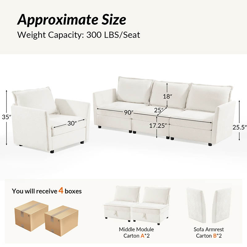 Harmetrix Oversized Soft Sectional Couch with Storage | Modern L-Shaped Sofa Bed with Hidden Compartment | Perfect for Living Room, Family Room & Small Spaces