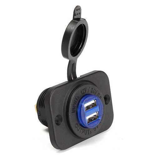12V/24V Waterproof Dual USB Car Charger 5V 4.2A Fast Charging with LED Indicator - Compatible with iPhone X, Samsung Galaxy - Perfect for Road Trips & Outdoor Adventures