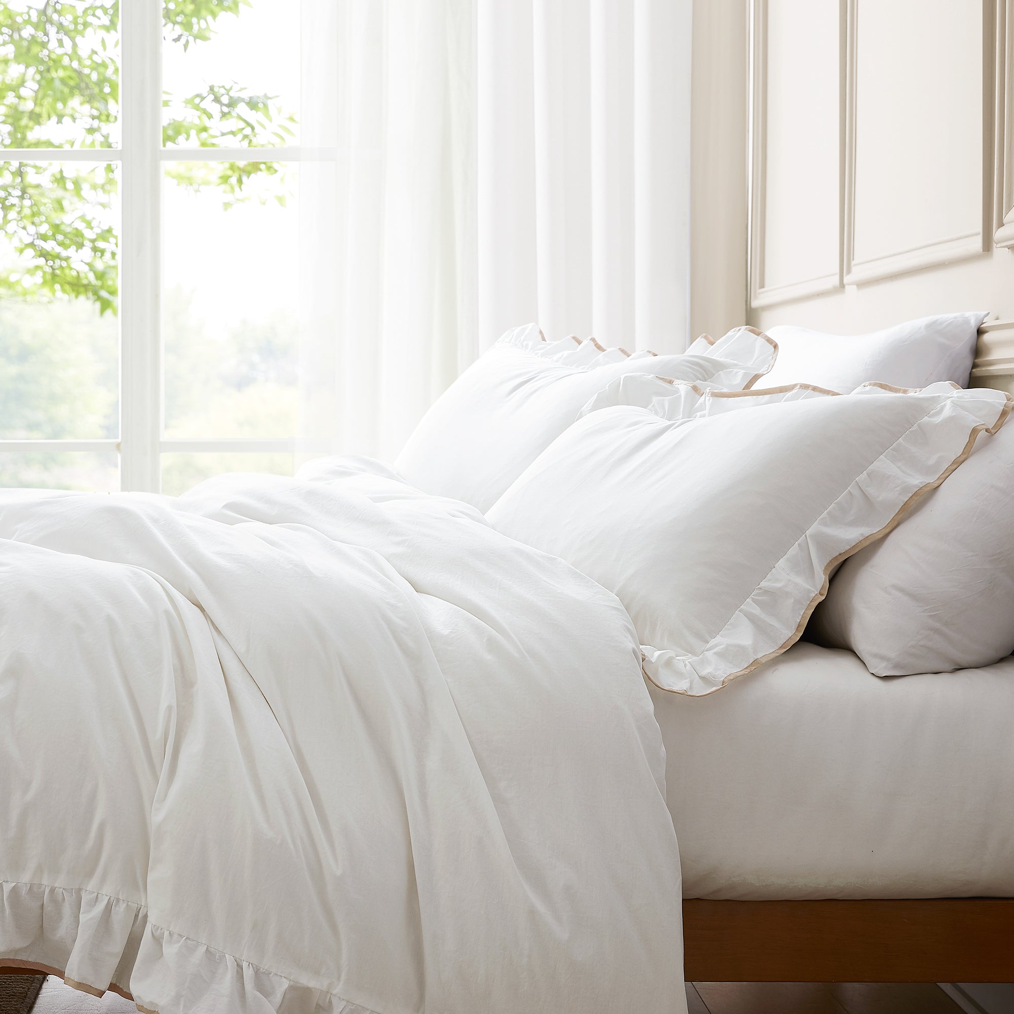 Premium Reyna Contrast Edge Cotton Duvet Cover Set - Soft & Breathable Bedding for Comfortable Sleep - Perfect for Master Bedroom, Guest Room & Dorm Decor