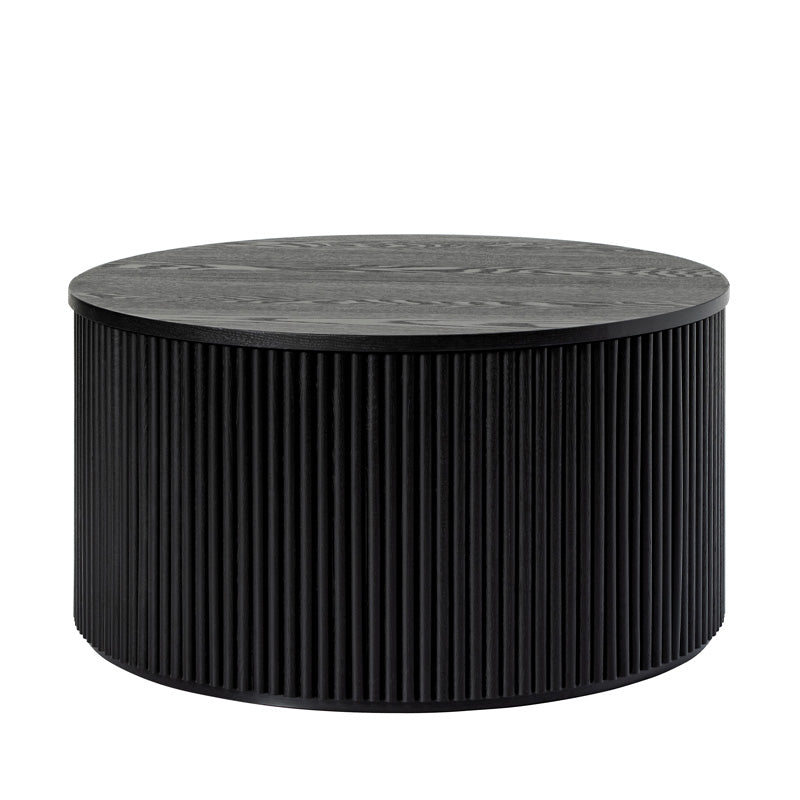 Julius 31.5 Inch Round Black Coffee Table with Storage - Modern Living Room Center Table for Small Spaces, Perfect for Holding Remote, Books & Decor