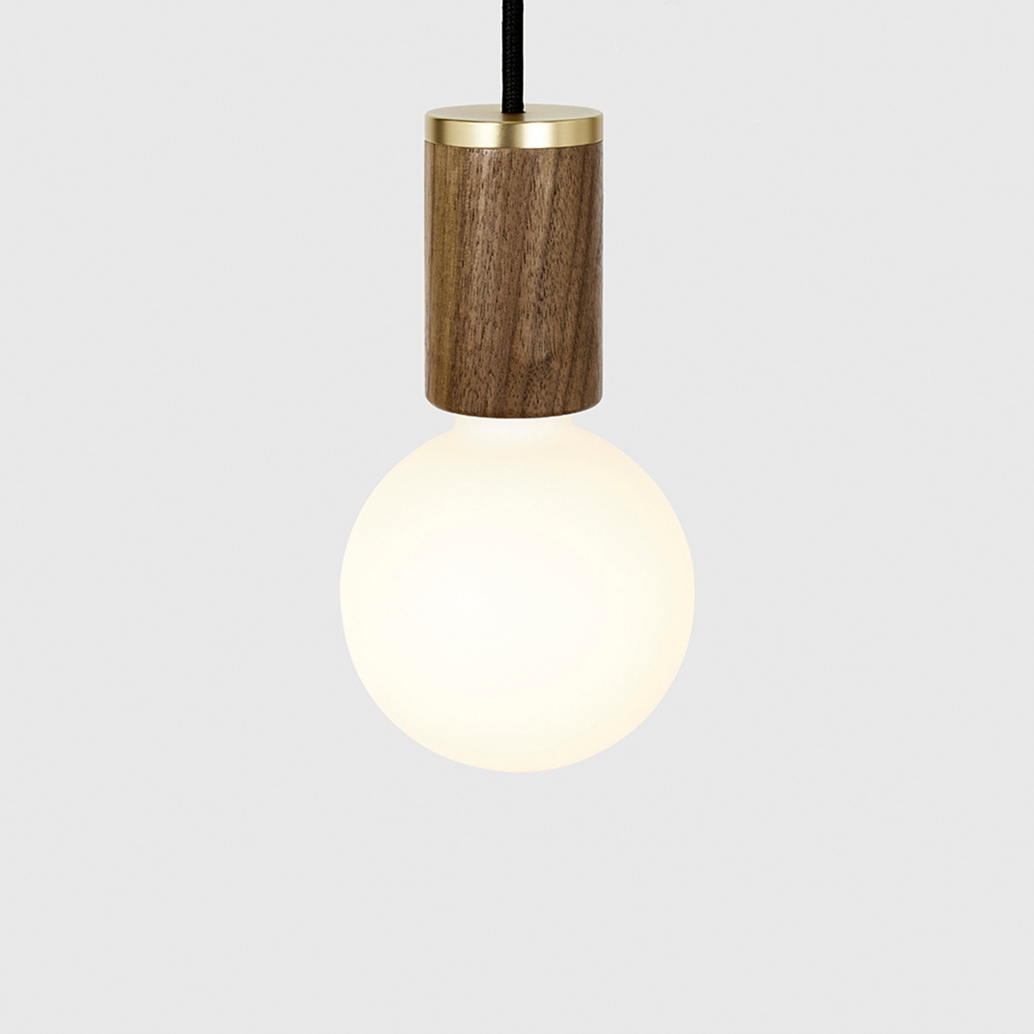 Sphere III Walnut Pendant Light - Modern Wooden Hanging Fixture for Dining Room, Kitchen & Living Room