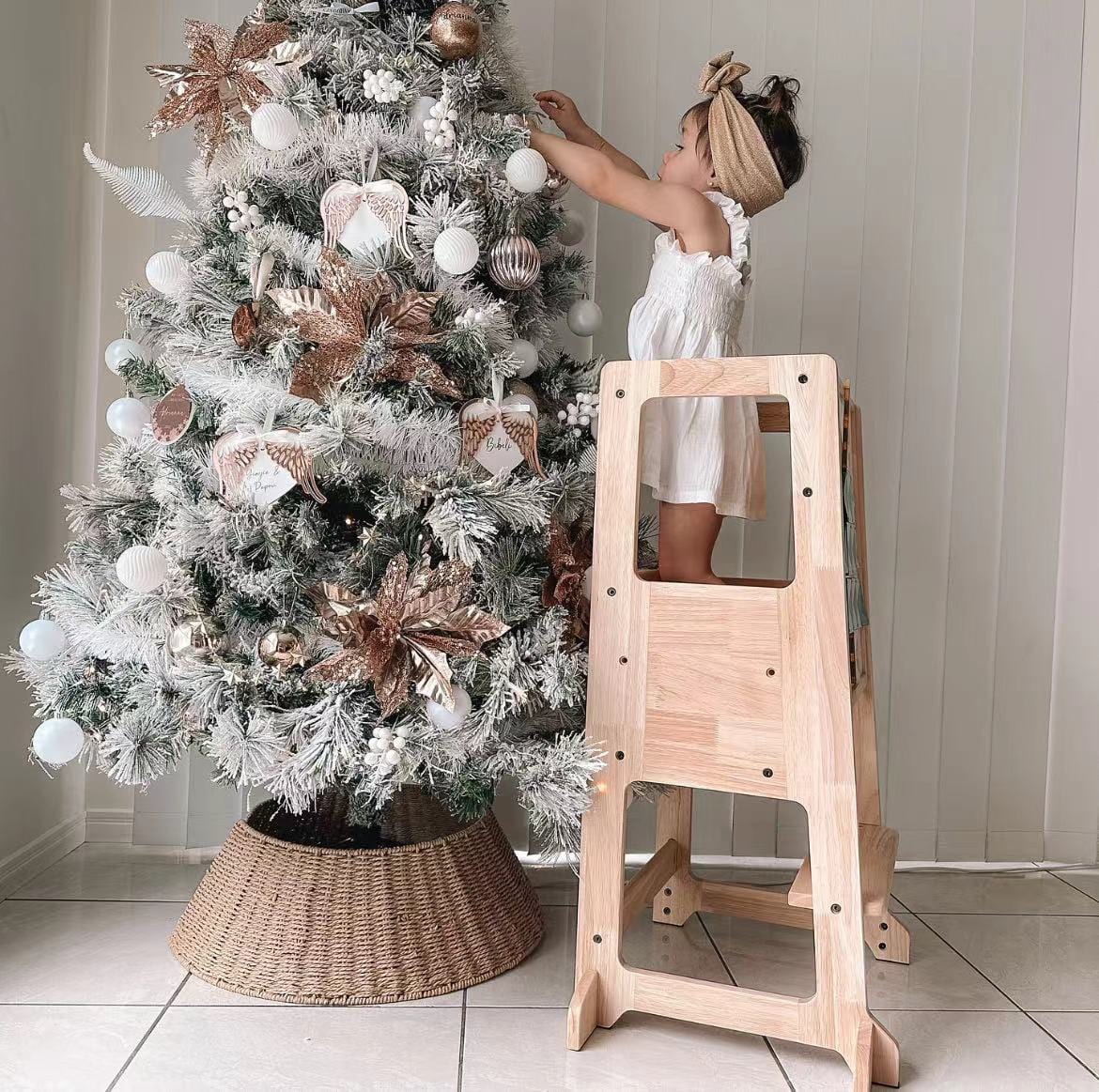 LOLA Deluxe Adjustable Learning Tower - Solid Wood Toddler Step Stool for Kitchen, Baking & Learning - Safe & Sturdy Montessori Helper for Kids (Pre-Order Available)
