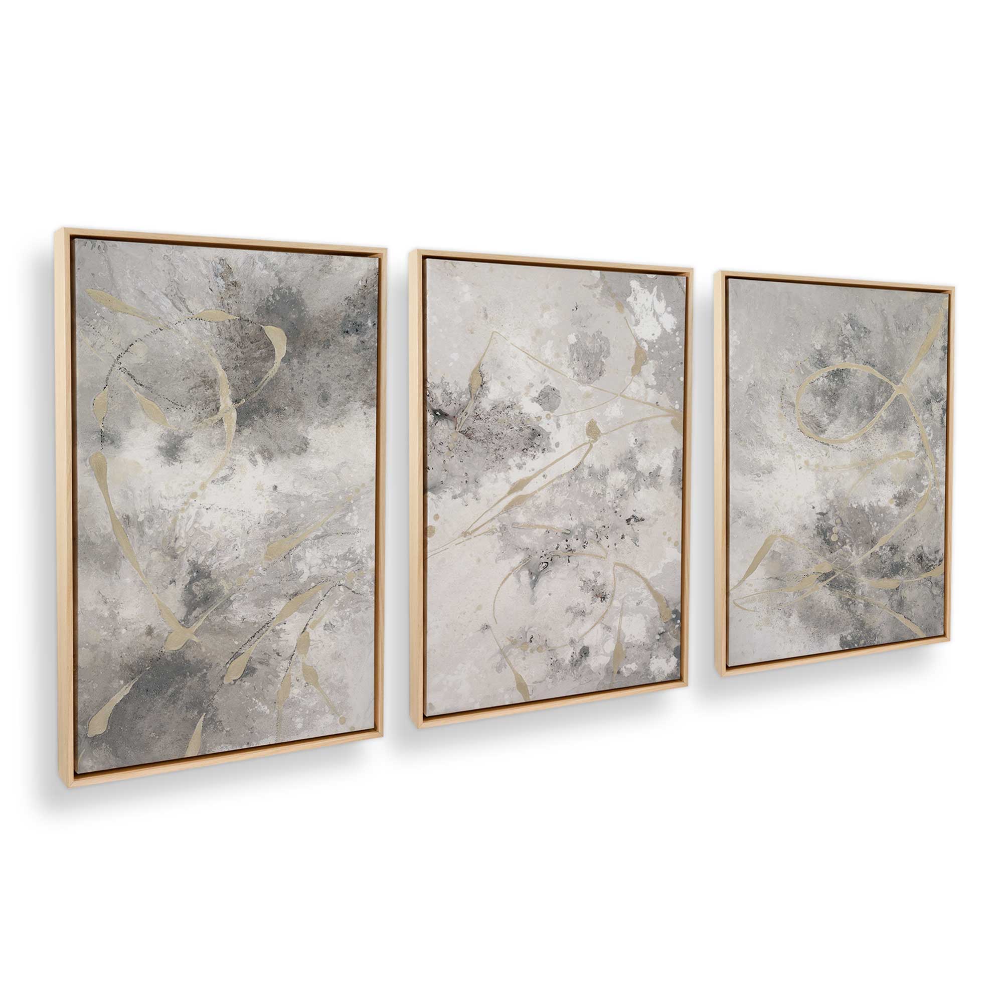 Gilded Whispers - Set of 3 Premium Canvas Wall Art Prints | Elegant Home Decor for Living Room, Bedroom & Office