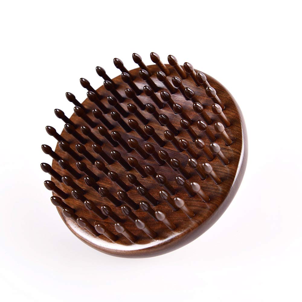 Premium Wooden Hair Comb for Women & Men - Round Shape with Inserted Teeth for Scalp Massage - Ideal for Daily Hair Care, Detangling & Relaxation at Home or Travel