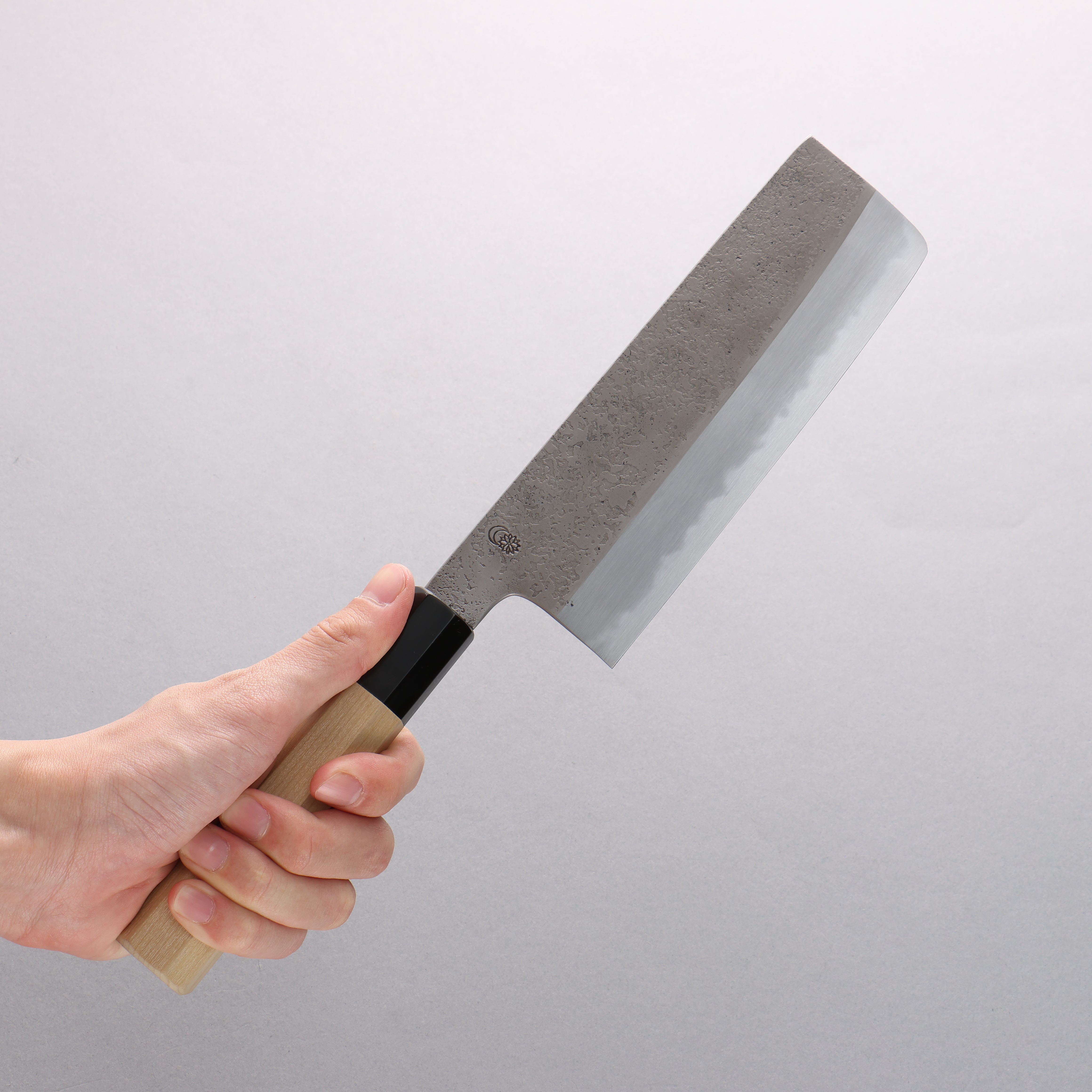 Premium Kikuzuki White Steel No.2 Nashiji Nakiri Knife 180mm - Japanese Chef Knife with Magnolia Wood Handle - Perfect for Vegetable Chopping, Slicing & Food Prep