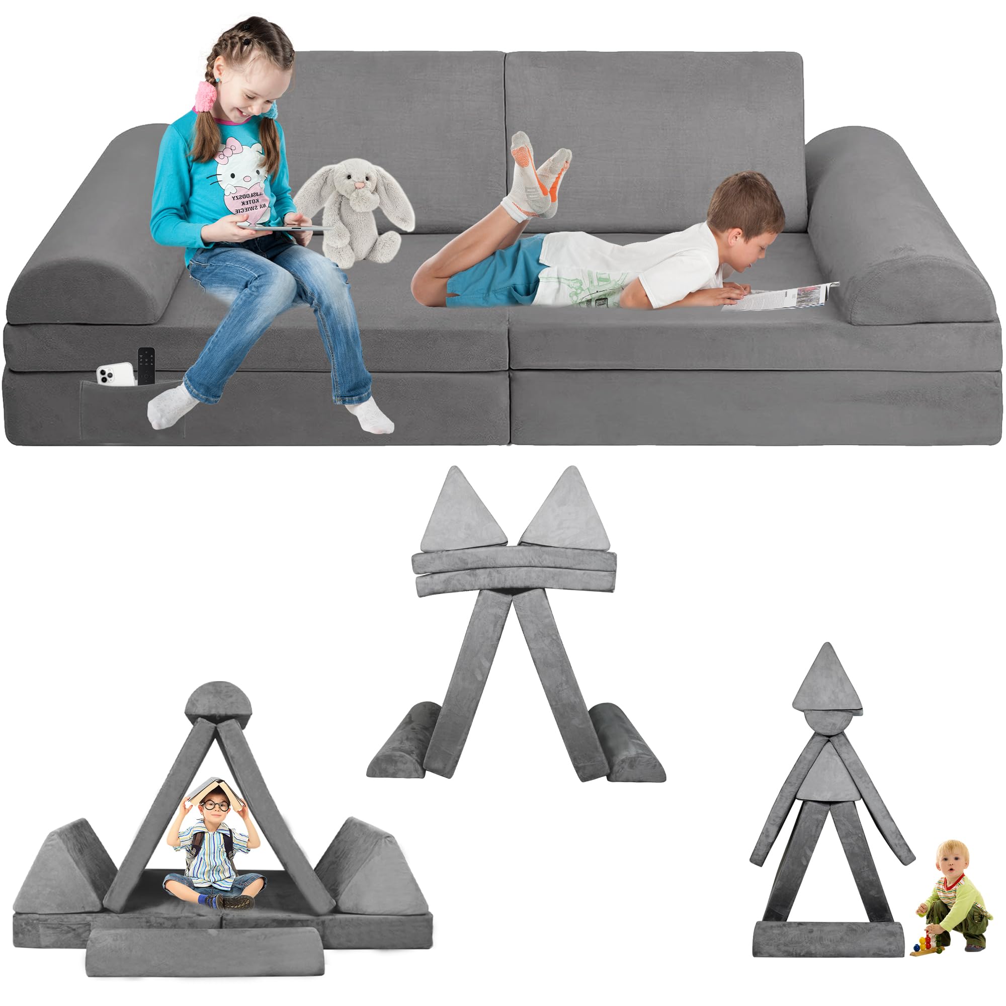 Modular Kids Sofa - Toddler & Baby Playroom Couch for Boys & Girls, Soft and Safe Lounge Furniture for Playtime, Nap Time, and Reading - Perfect for Bedrooms, Playrooms, and Daycare Centers