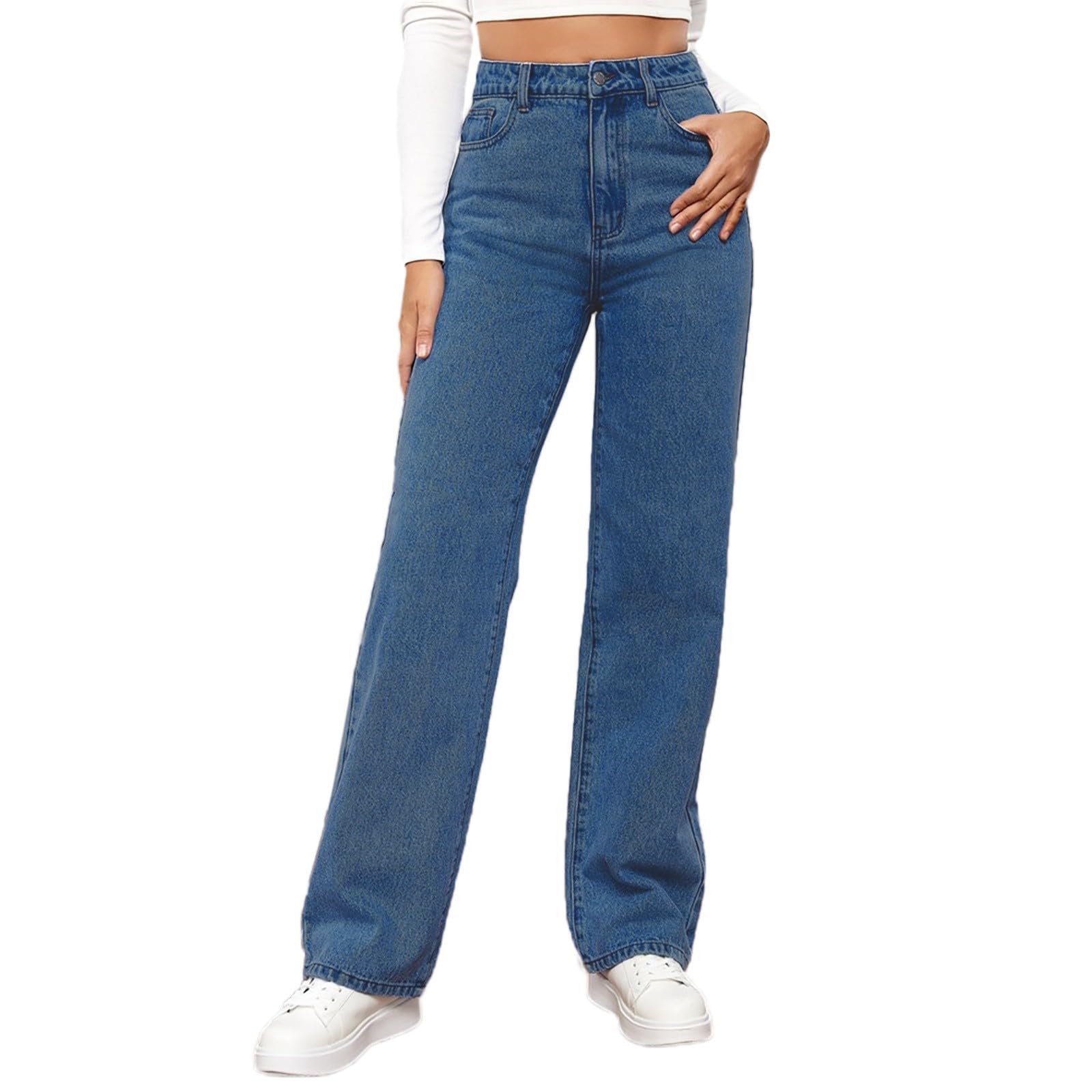 Best Women's Straight Leg Jeans 2024 - High Waisted Tummy Control & Butt Lifting Denim Pants | Casual Streetwear, Office Wear & Everyday Outfits