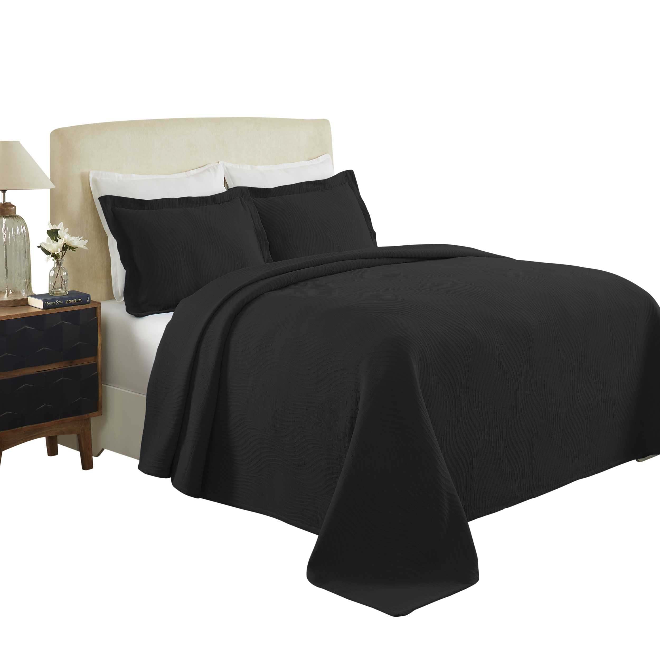Luxury Cascade Cotton Jacquard Matelassé 3-Piece Bedspread Set - Queen Size Bedding with Elegant Textured Design for Master Bedroom & Guest Room Decor