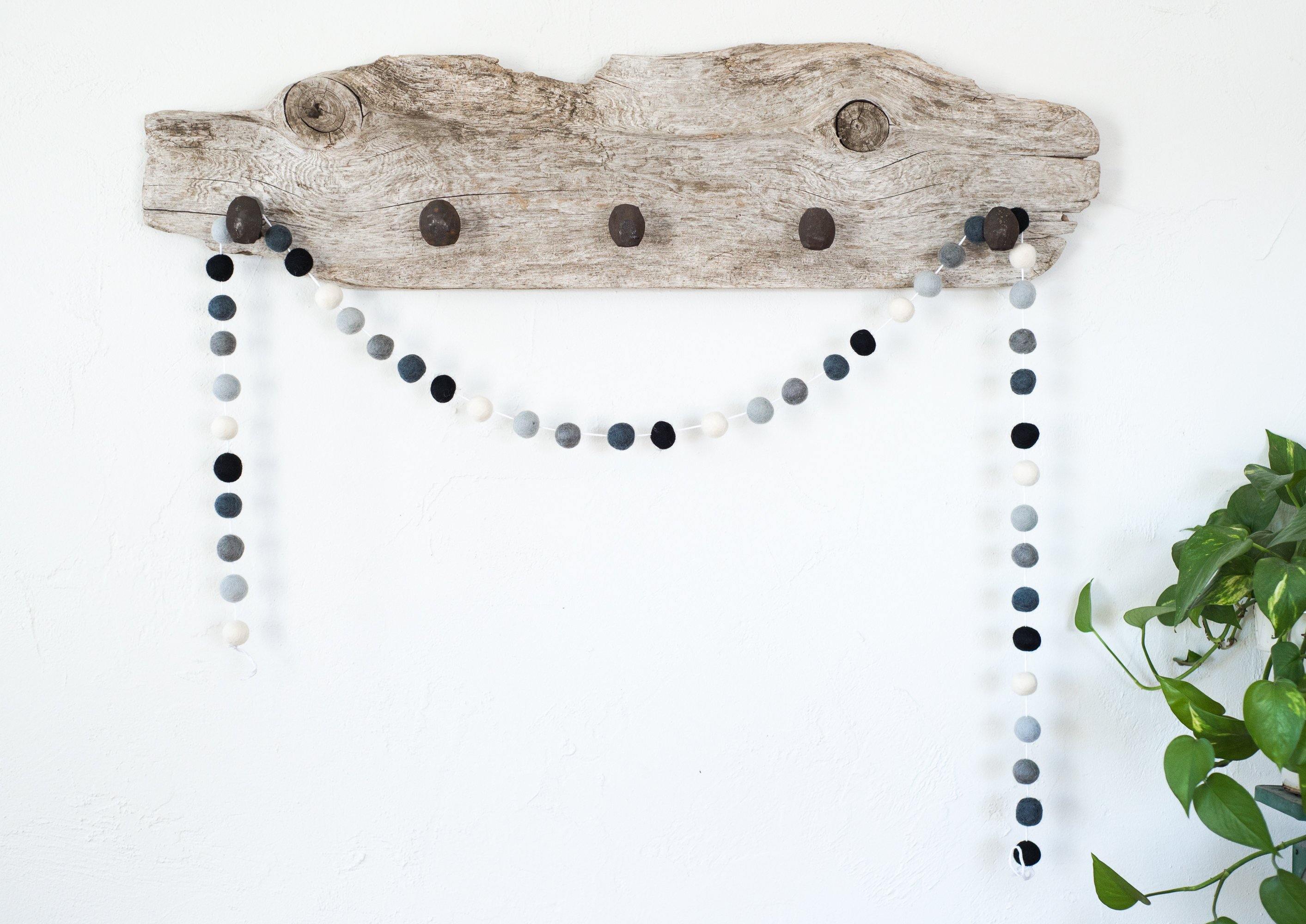 Black to White Ombre Felt Ball Garland - Stylish Party Decor for Weddings, Baby Showers & Home Decor