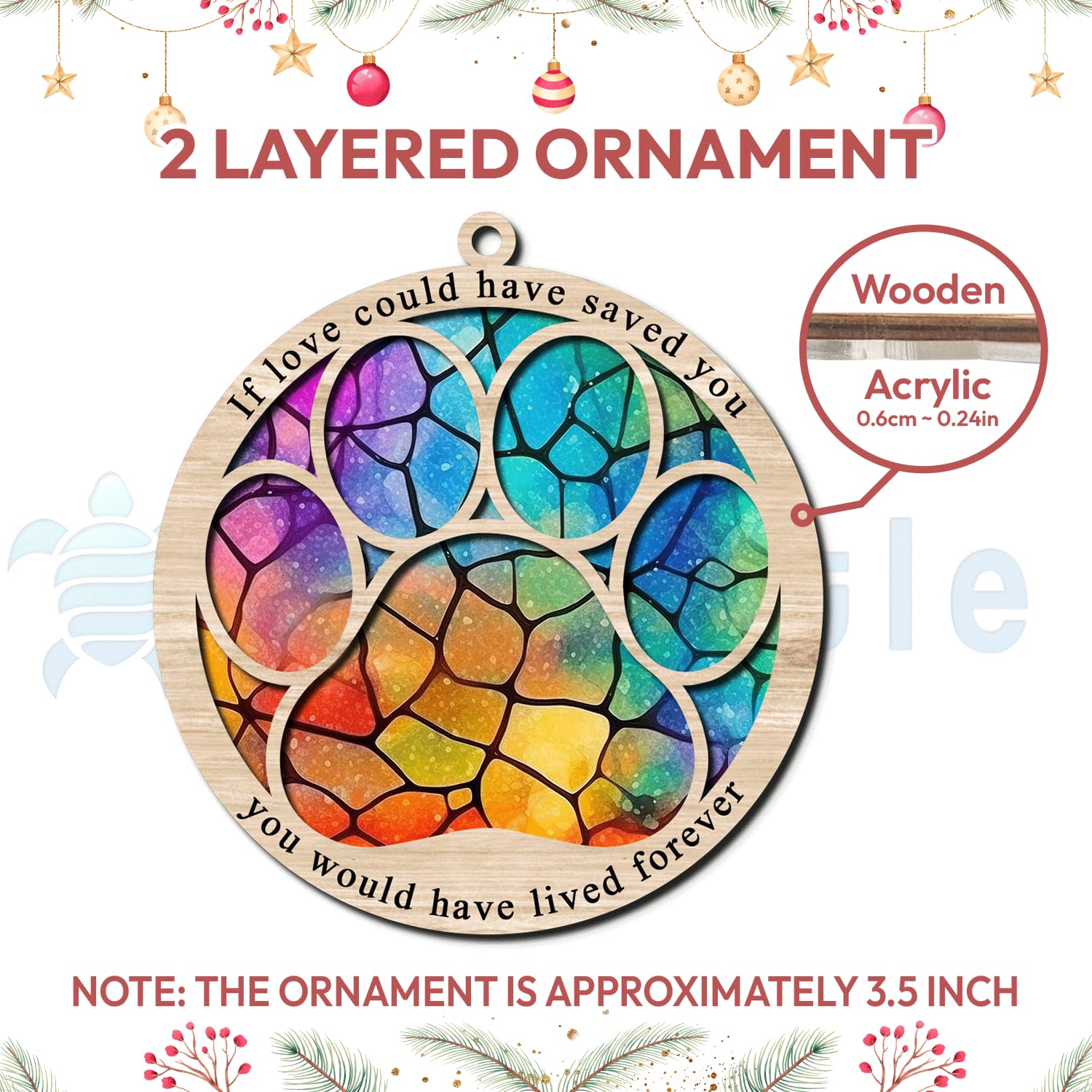 Pet Memorial Suncatcher - Sympathy Gift for Lost Dog or Cat - Perfect for Christmas Remembrance