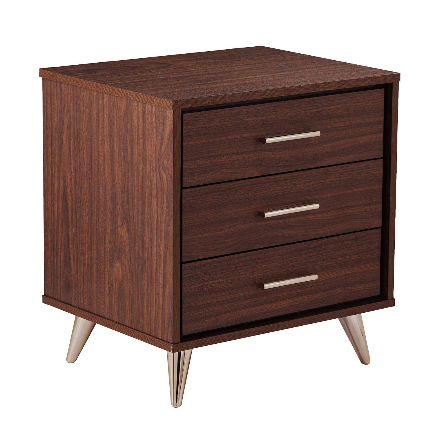 SEI Furniture Oren Bedside Table with Drawers - Brown Wood Nightstand for Bedroom, Living Room, or Office - Compact Storage End Table with Drawer Space