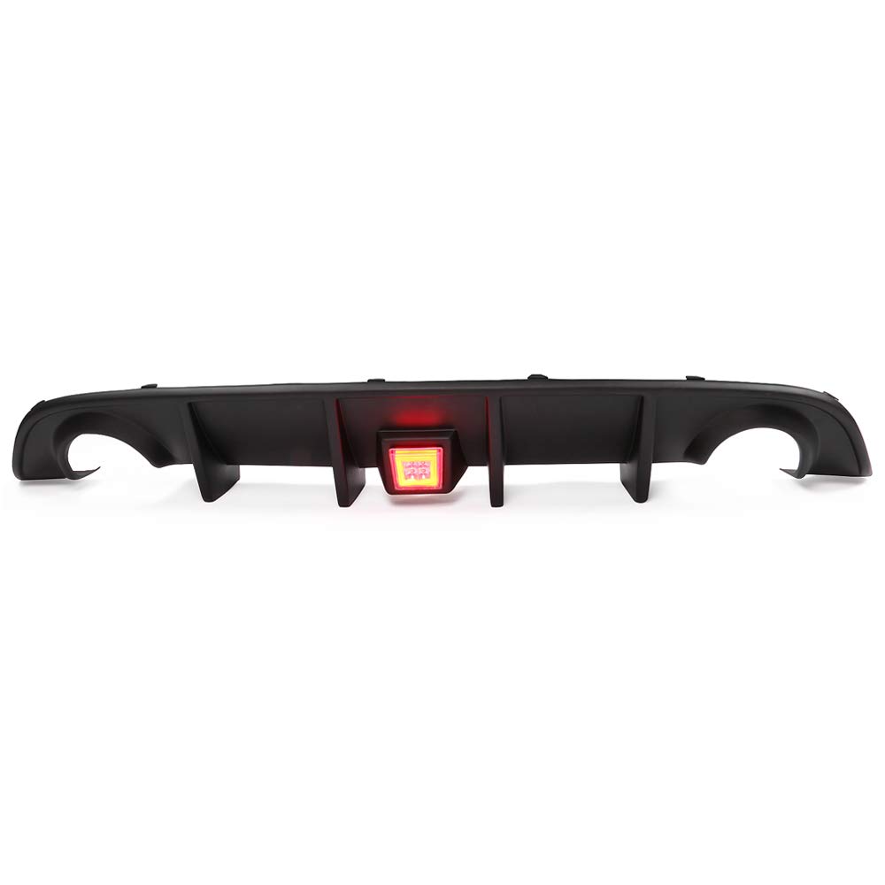 IKON MOTORSPORTS Rear Bumper Diffuser V2 Style Valance Side Aprons with Smoke Brake Light - Compatible with 2015-2023 Dodge Charger SRT | Aggressive Styling Upgrade for Muscle Car Enthusiasts