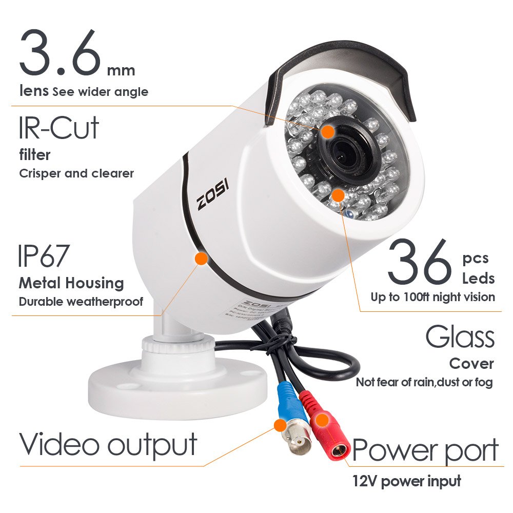 ZOSI 8CH 1080P Outdoor Security Camera System with 2TB HDD, 8 Channel CCTV DVR & 8x 1920TVL HD Surveillance Cameras - Night Vision, Motion Detection, Remote Viewing for Home & Business Protection