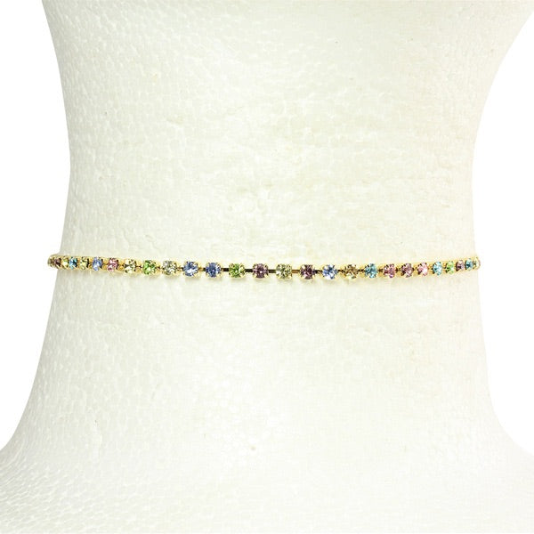 Pastel Rainbow Choker Necklace - Soft Color Adjustable Gothic Choker for Women & Teens - Perfect for Parties, Concerts, and Everyday Boho Fashion